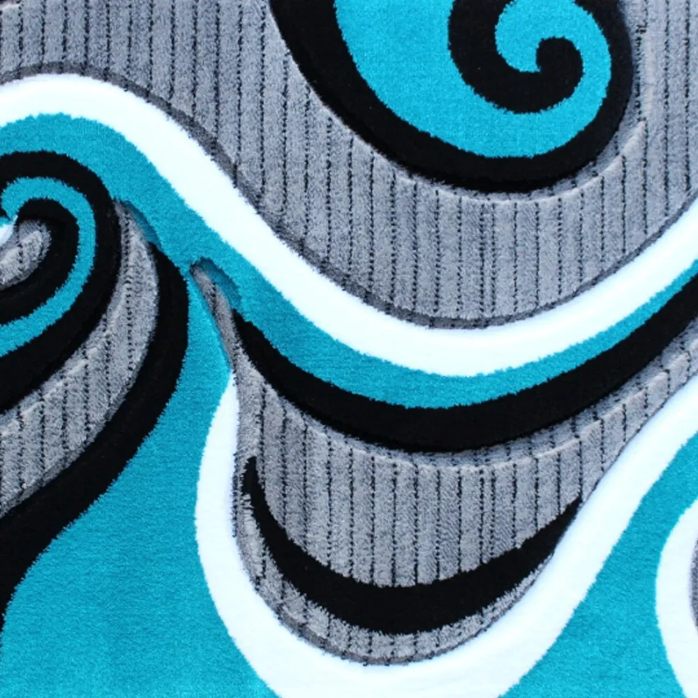 Modern High-Low Sculpted Swirl Design Abstract Area Rug