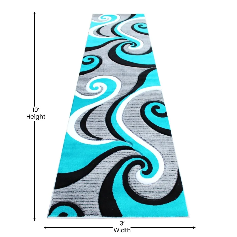 Modern High-Low Sculpted Swirl Design Abstract Area Rug