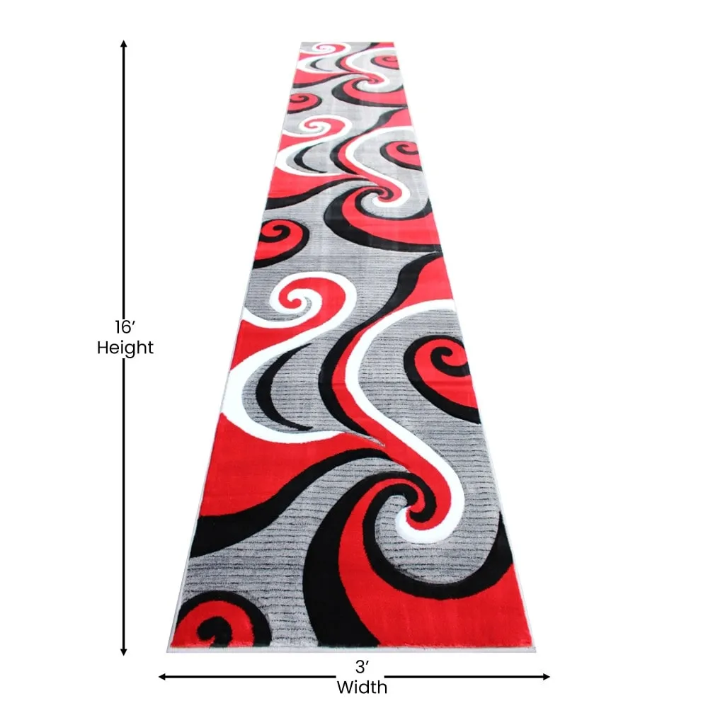 Modern High-Low Sculpted Swirl Design Abstract Area Rug