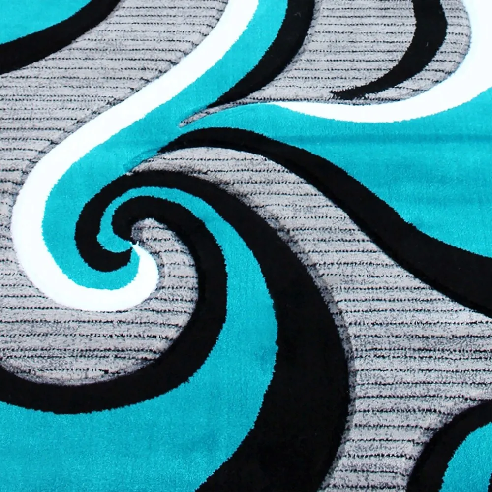 Modern High-Low Sculpted Swirl Design Abstract Area Rug