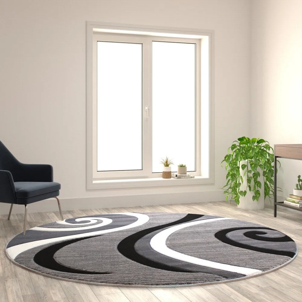 Modern High-Low Sculpted Swirl Design Abstract Area Rug