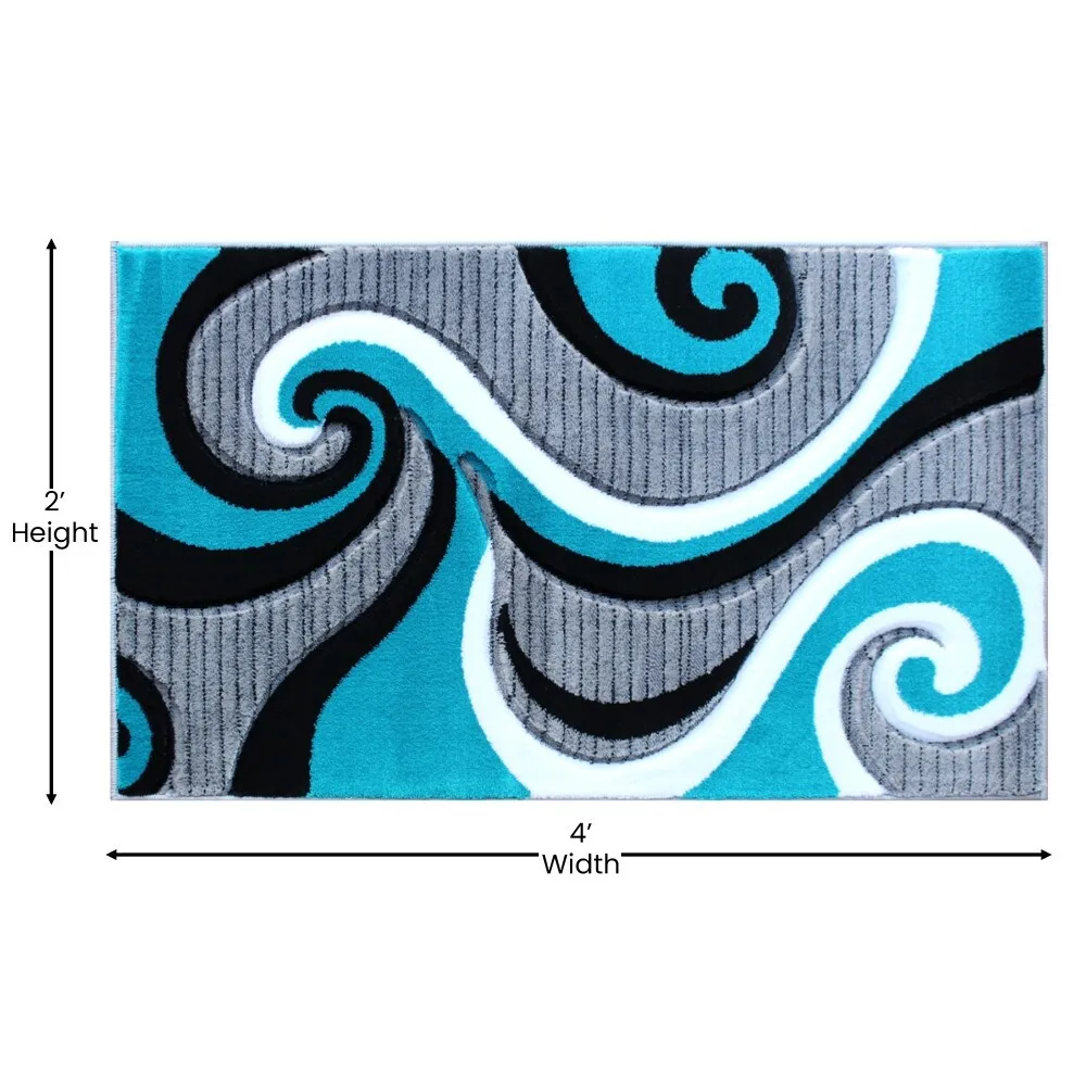 Modern High-Low Sculpted Swirl Design Abstract Area Rug