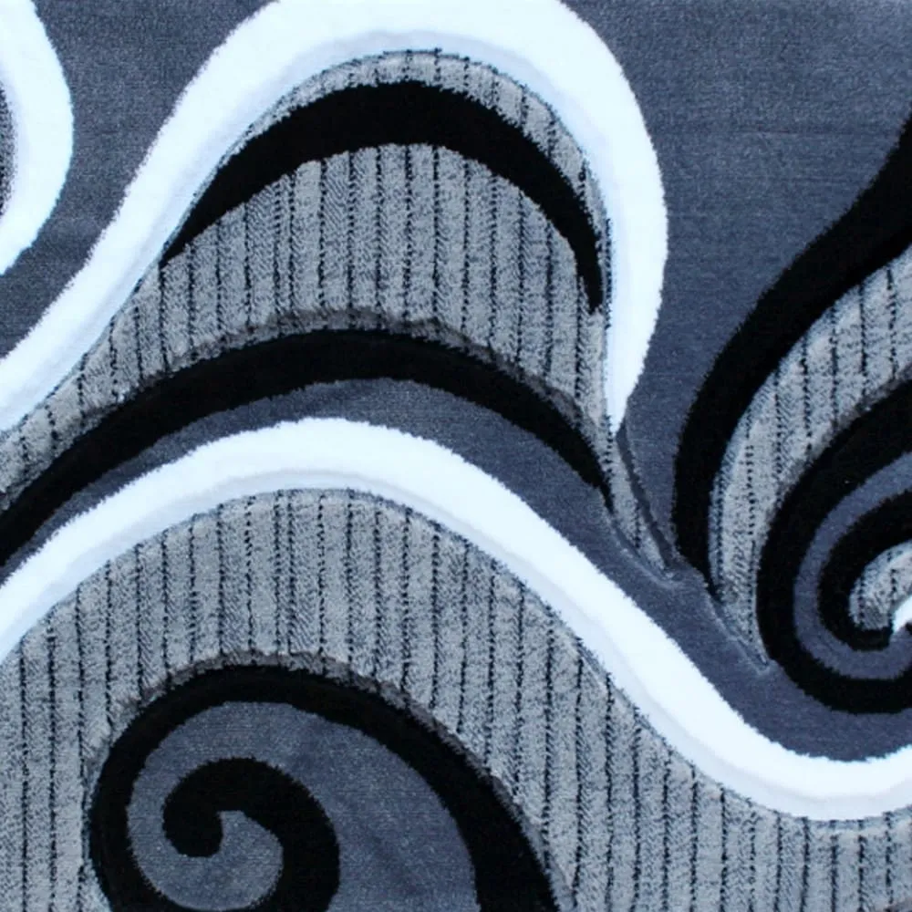 Modern High-Low Sculpted Swirl Design Abstract Area Rug