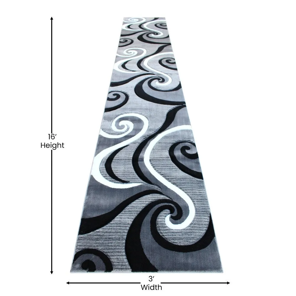 Modern High-Low Sculpted Swirl Design Abstract Area Rug