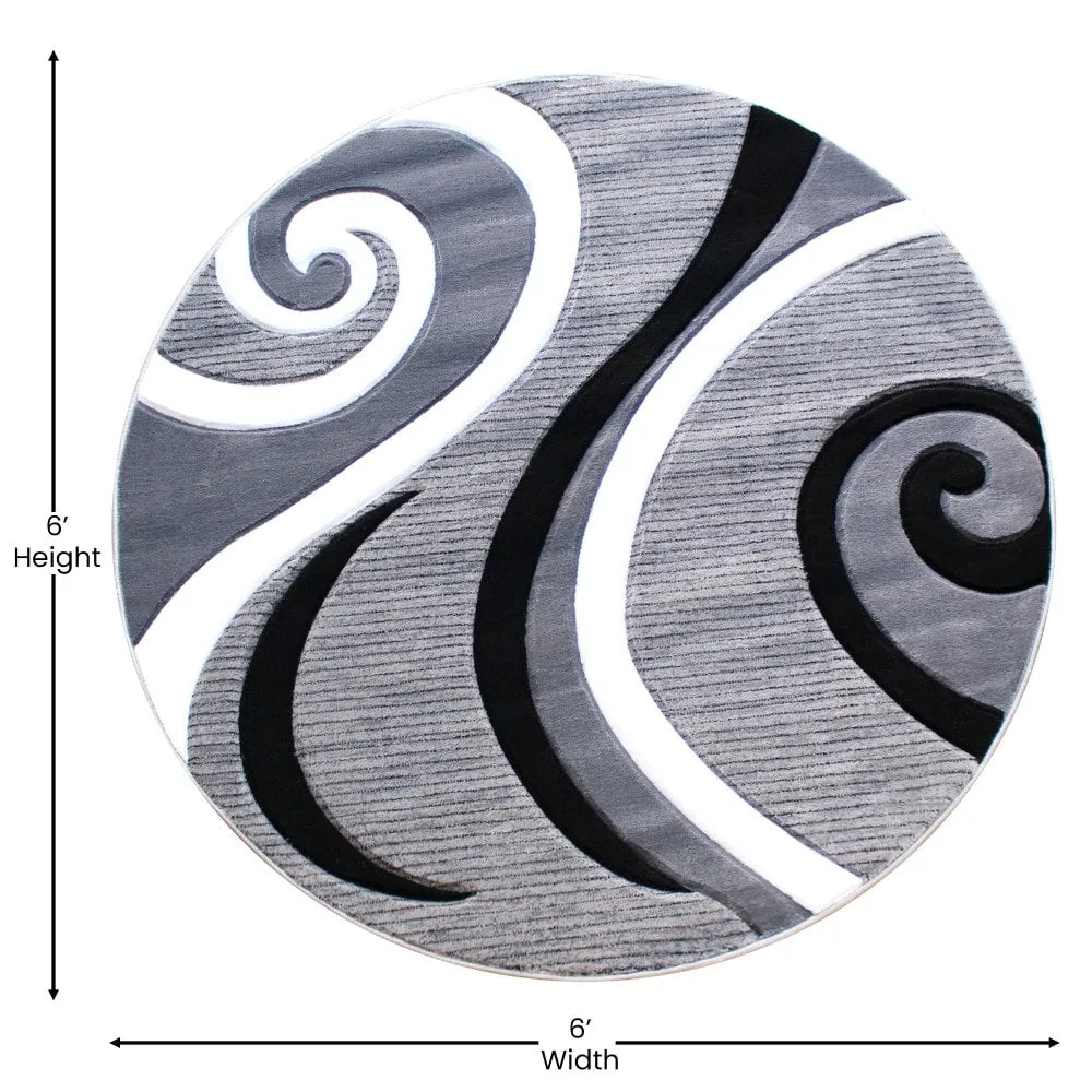 Modern High-Low Sculpted Swirl Design Abstract Area Rug