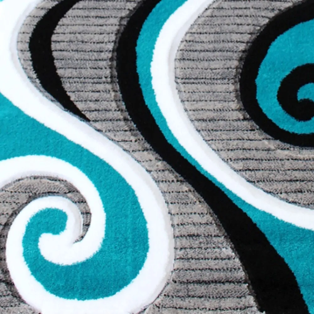 Modern High-Low Sculpted Swirl Design Abstract Area Rug