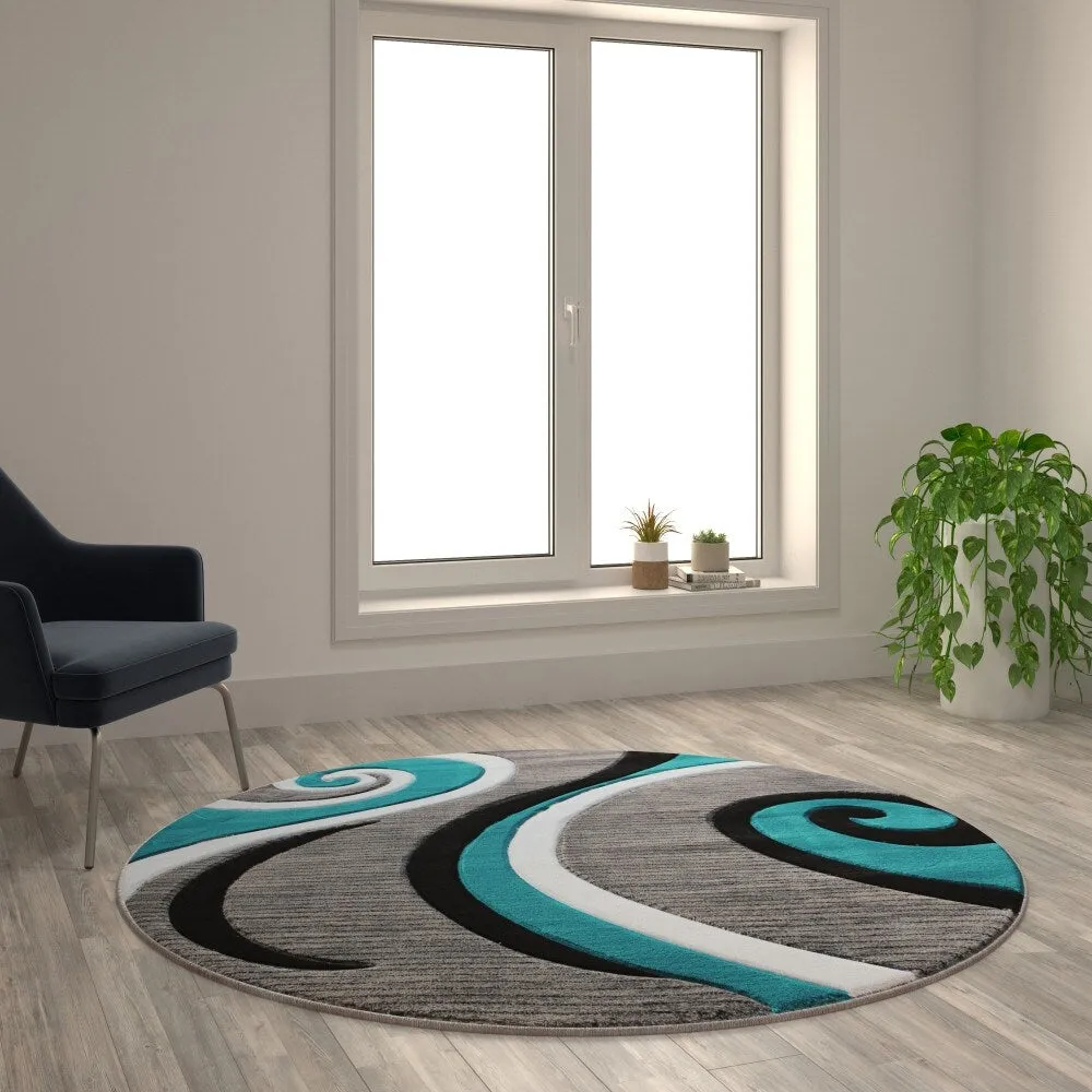 Modern High-Low Sculpted Swirl Design Abstract Area Rug