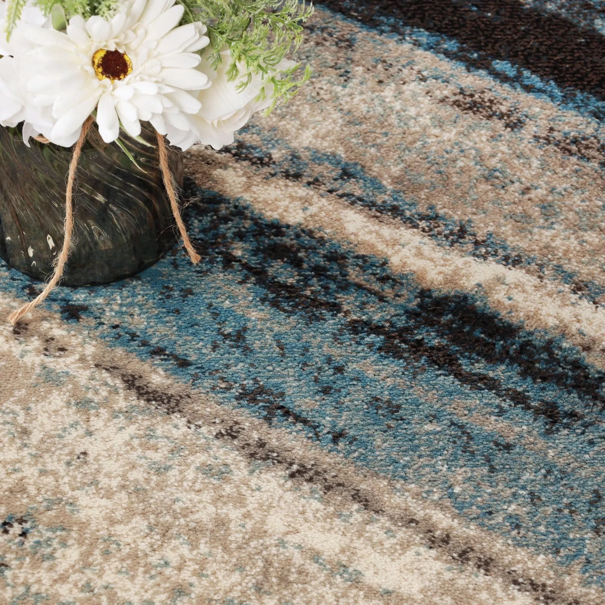 Modern Lines Abstract Striped Indoor Runner or Area Rug by Superior