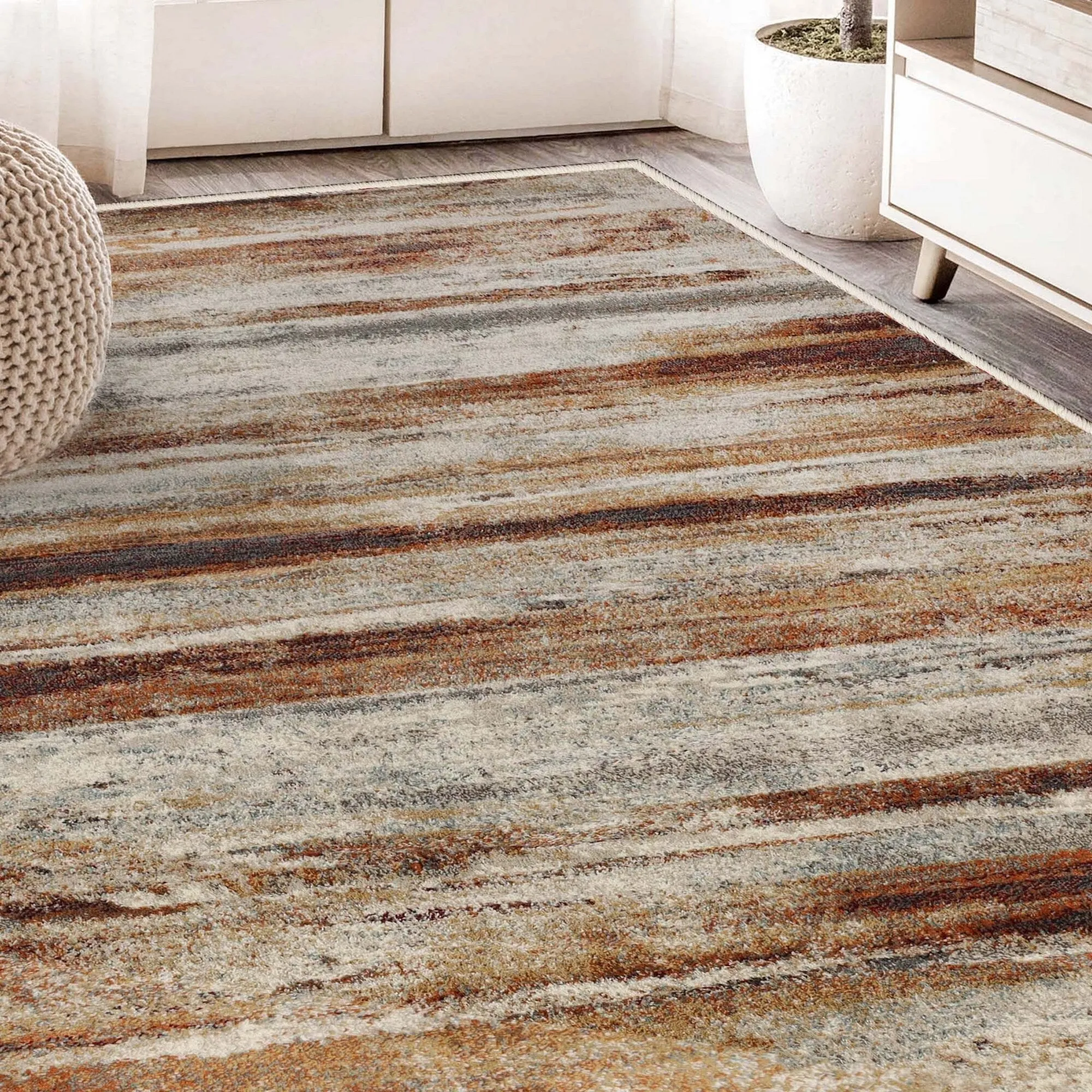 Modern Lines Abstract Striped Indoor Runner or Area Rug by Superior