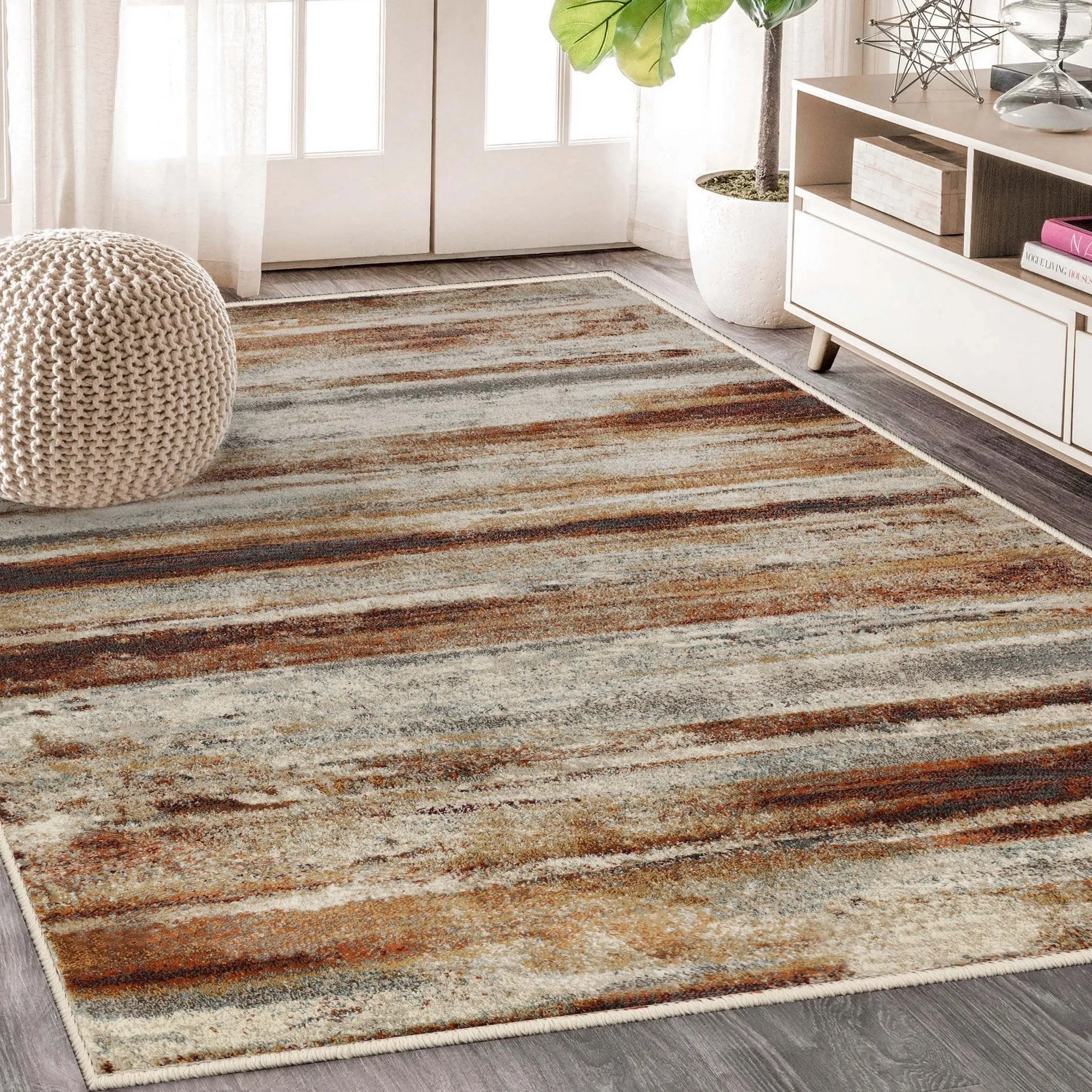 Modern Lines Abstract Striped Indoor Runner or Area Rug by Superior