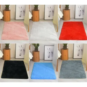 Modern Soft PV Plush Furry Area Rug - Non-Slip Fuzzy Shag - Floor Carpet for Bedroom. Living Room. Nursery - Solid Color