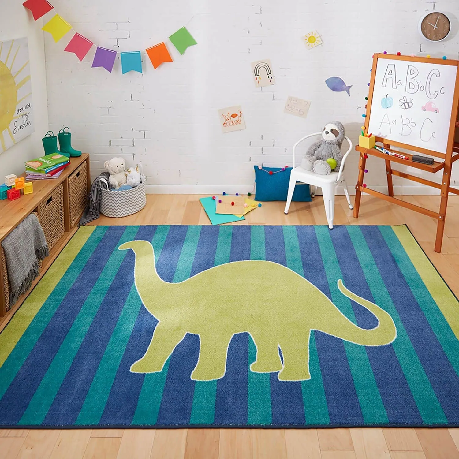 Mohawk Home Friendly Dinosaur Blue/Green Kids Area Rug