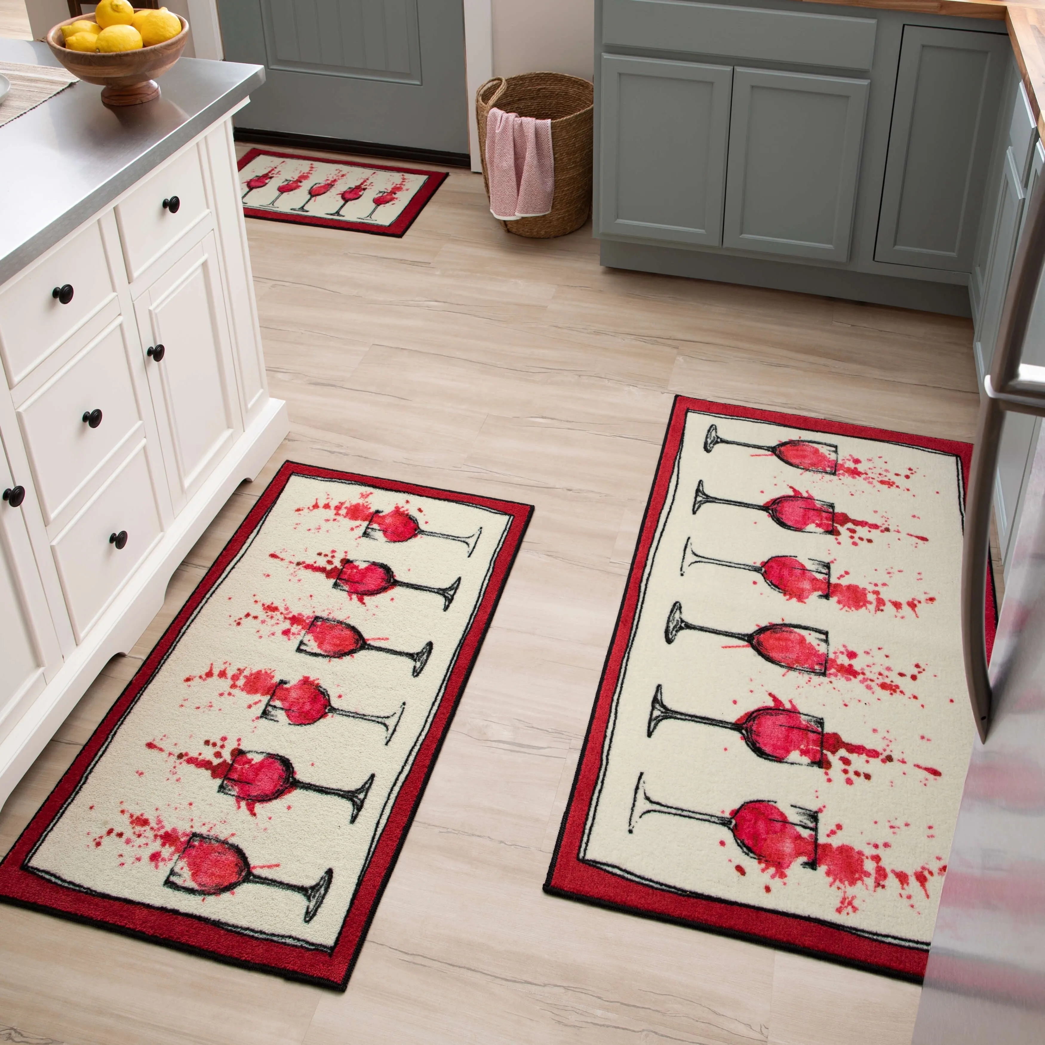 Mohawk Home Watercolor Wine Kitchen Kitchen Mat