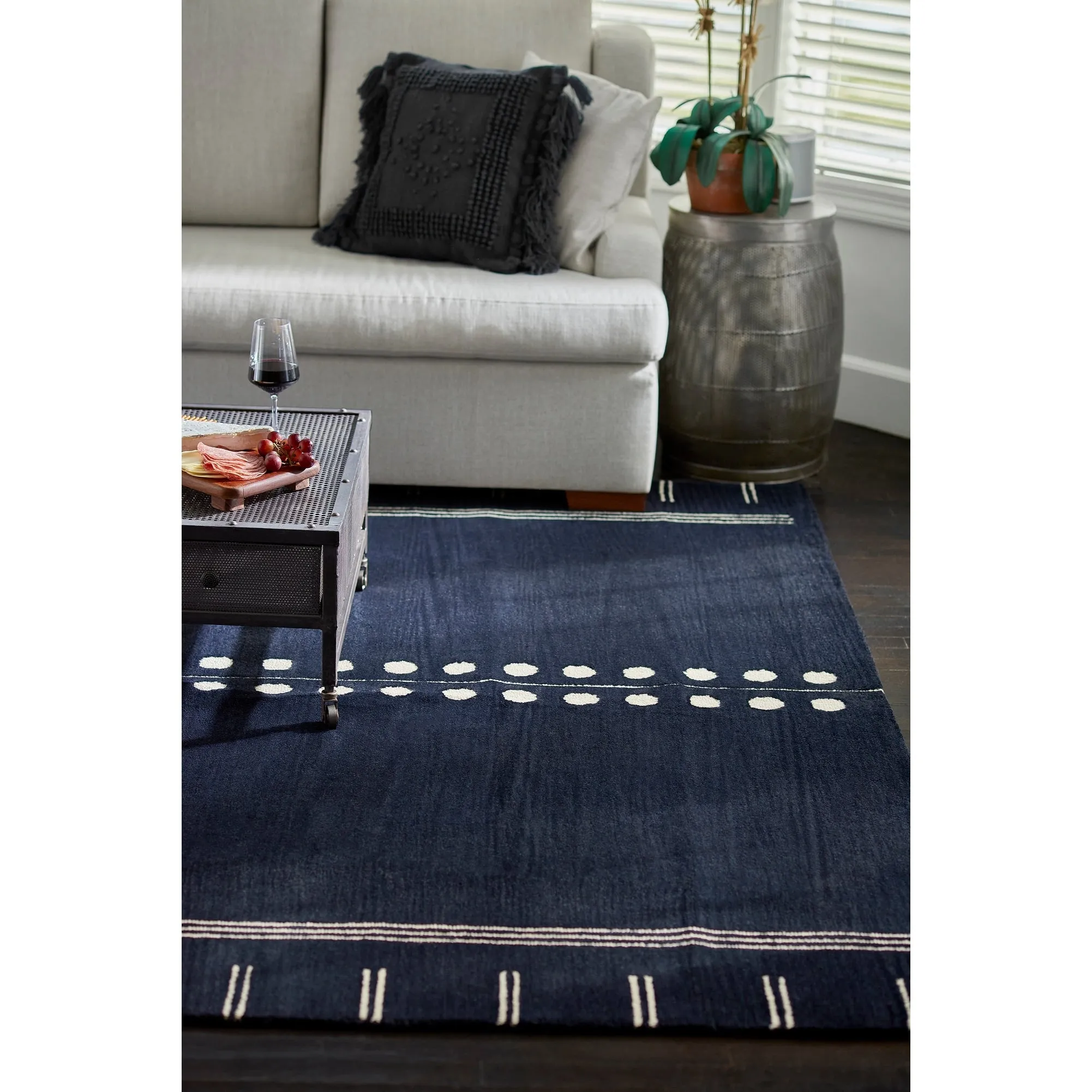 Momeni Simba Navy Geometric Wool Area Rug
