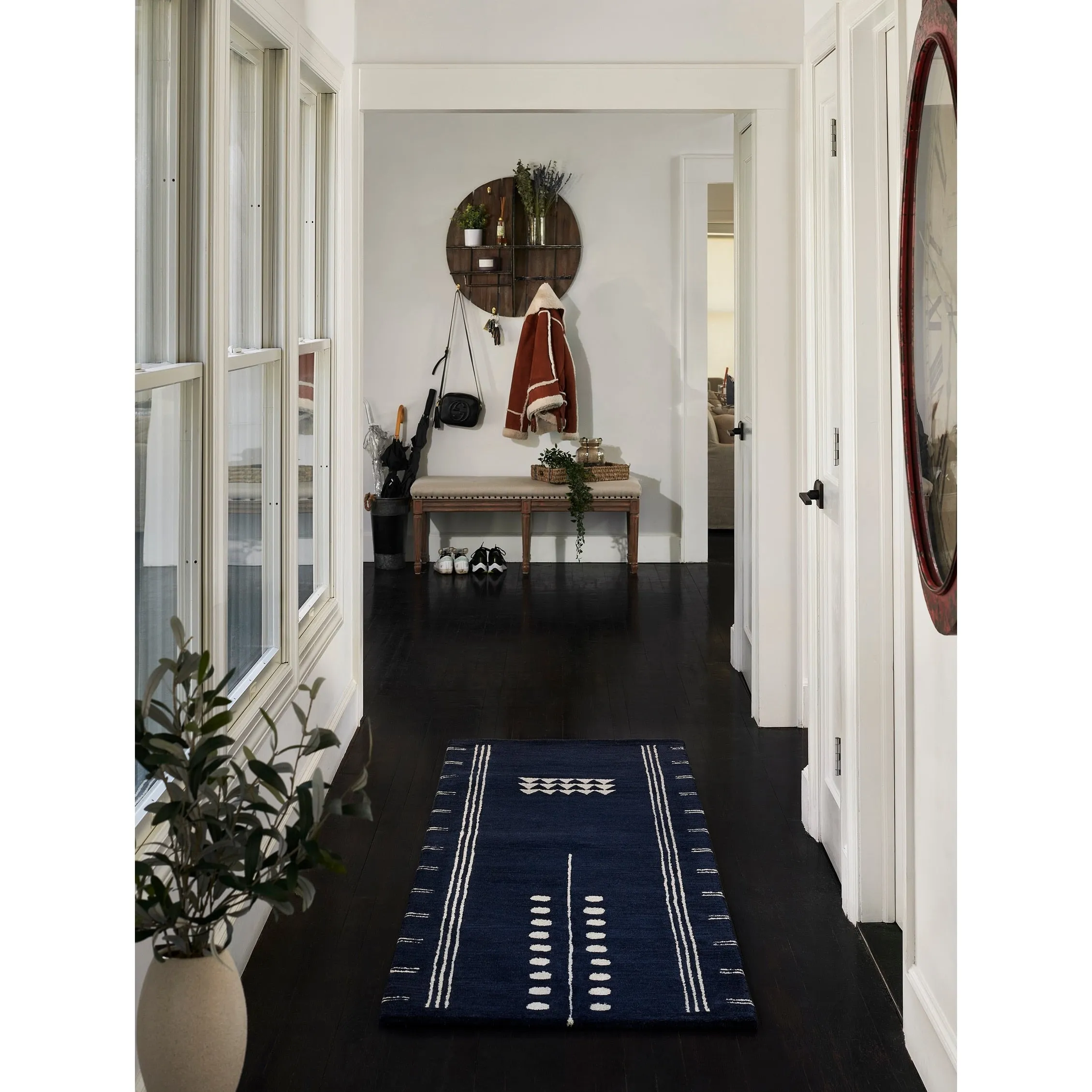 Momeni Simba Navy Geometric Wool Area Rug