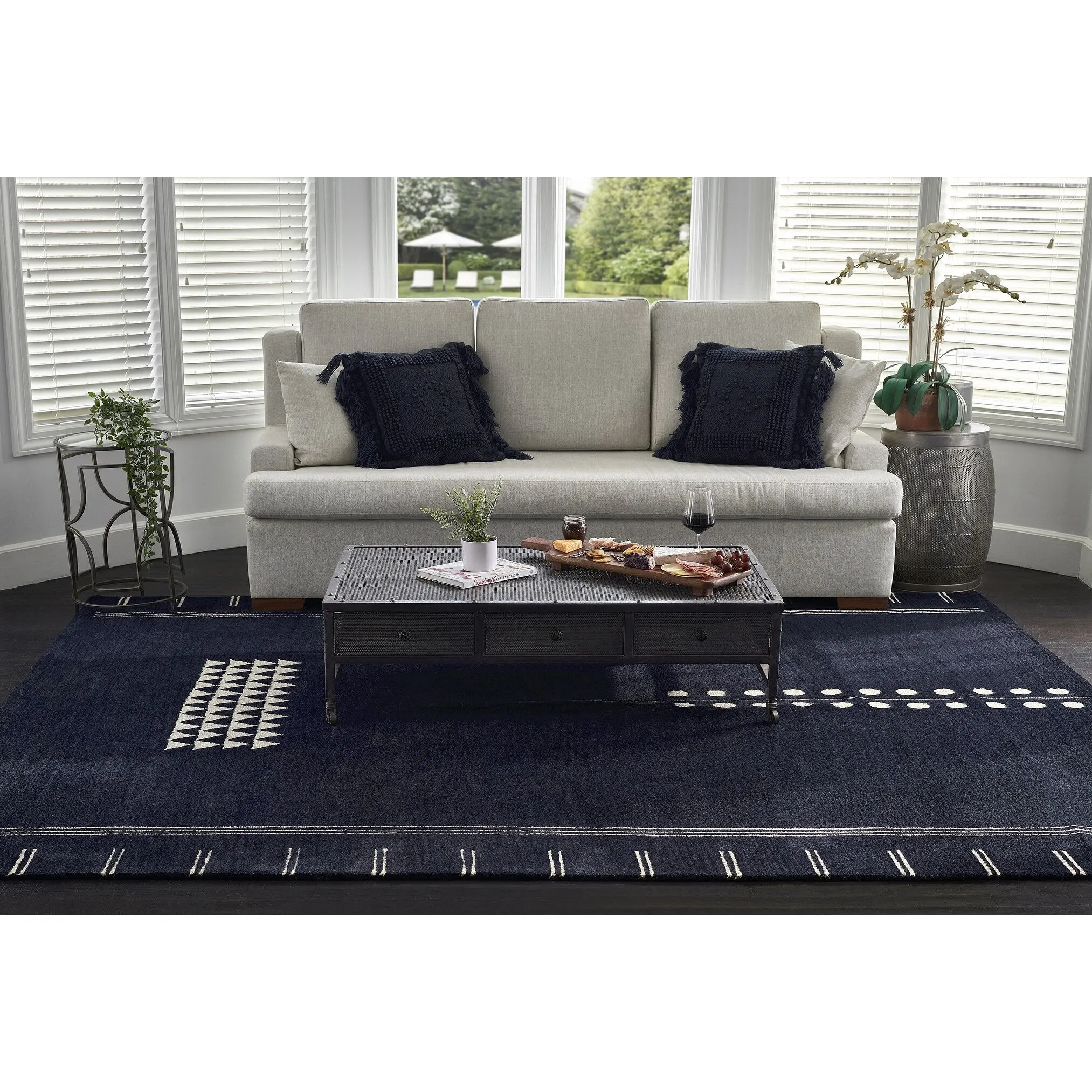 Momeni Simba Navy Geometric Wool Area Rug