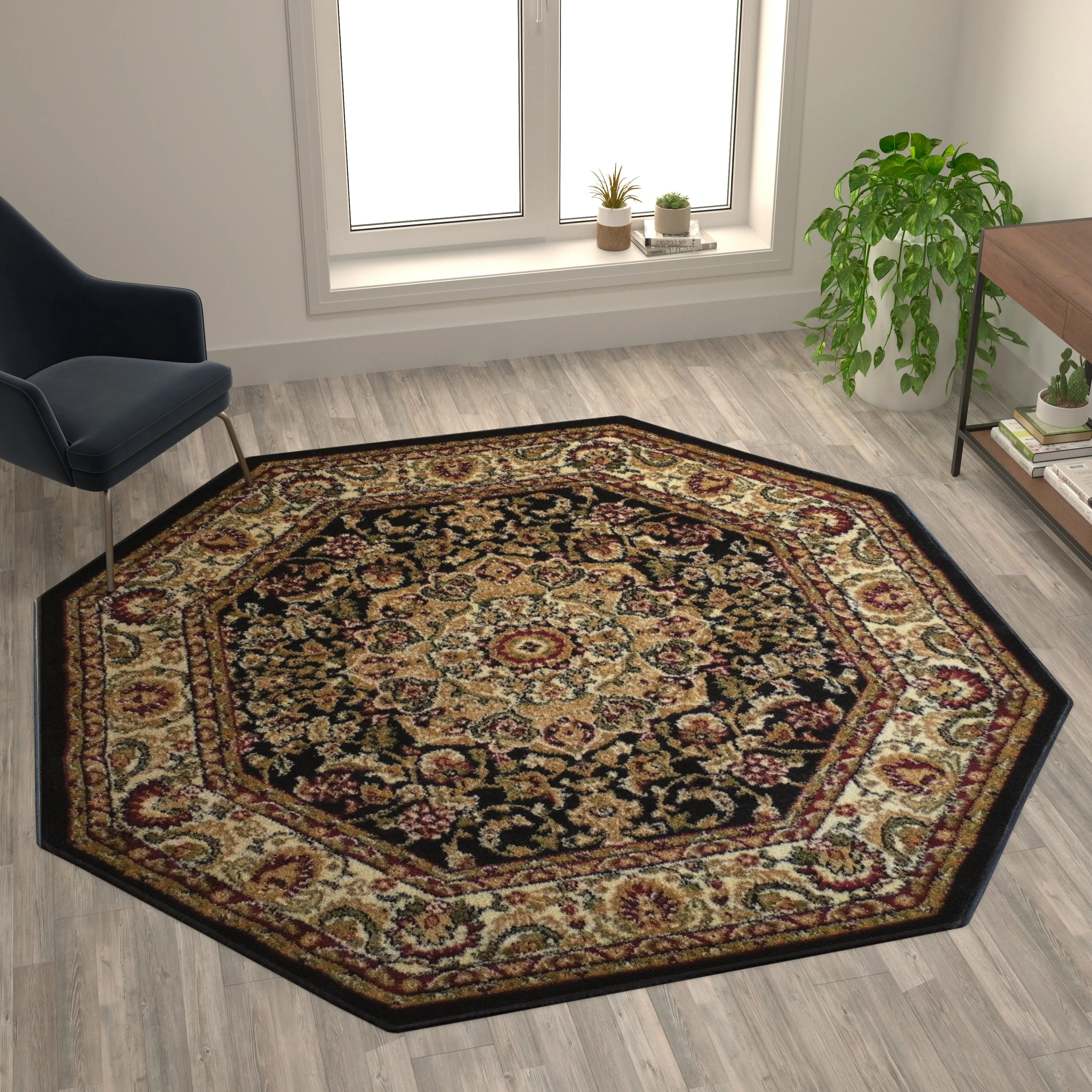 Multipurpose Persian Style Olefin Medallion Motif Area Rug