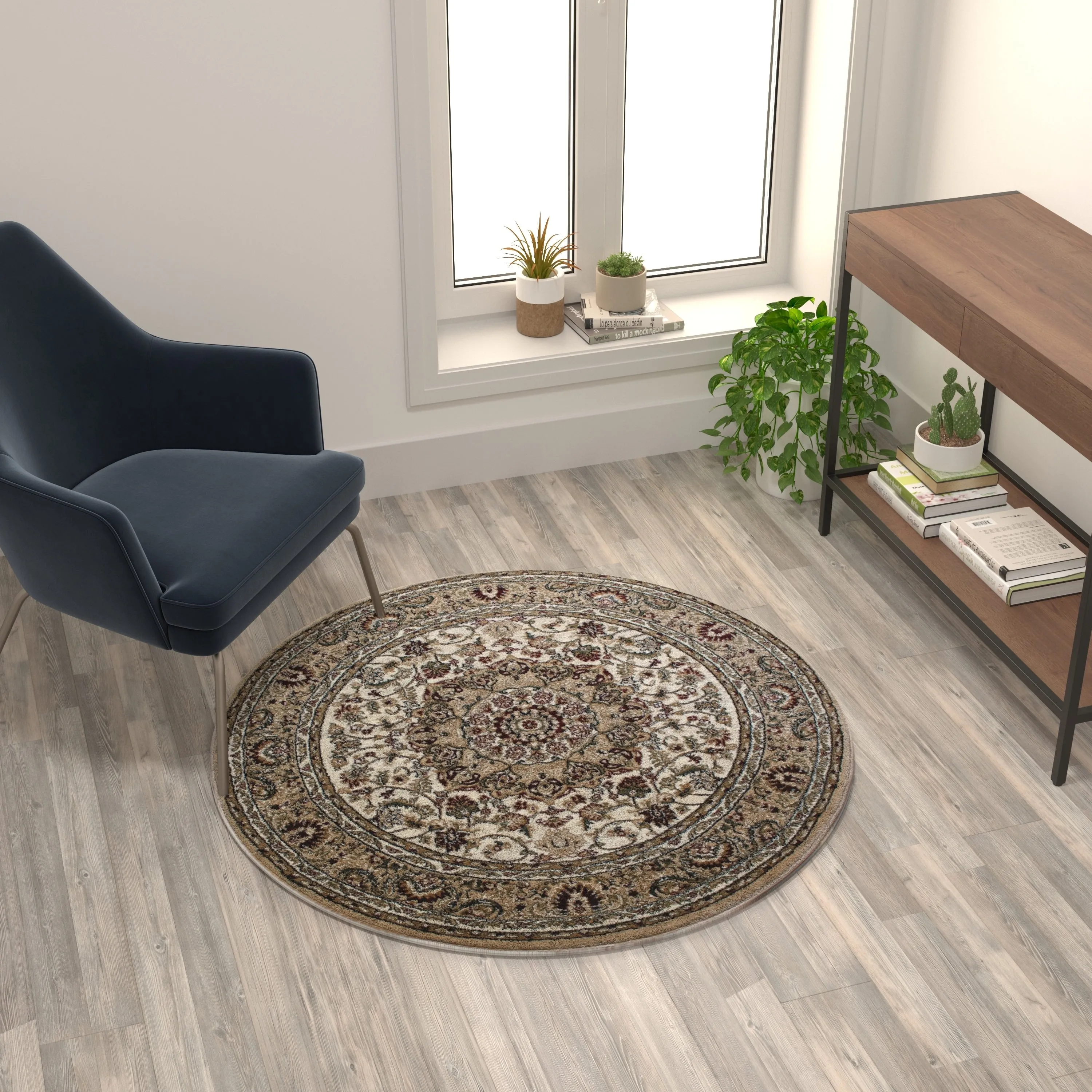Multipurpose Persian Style Olefin Medallion Motif Area Rug