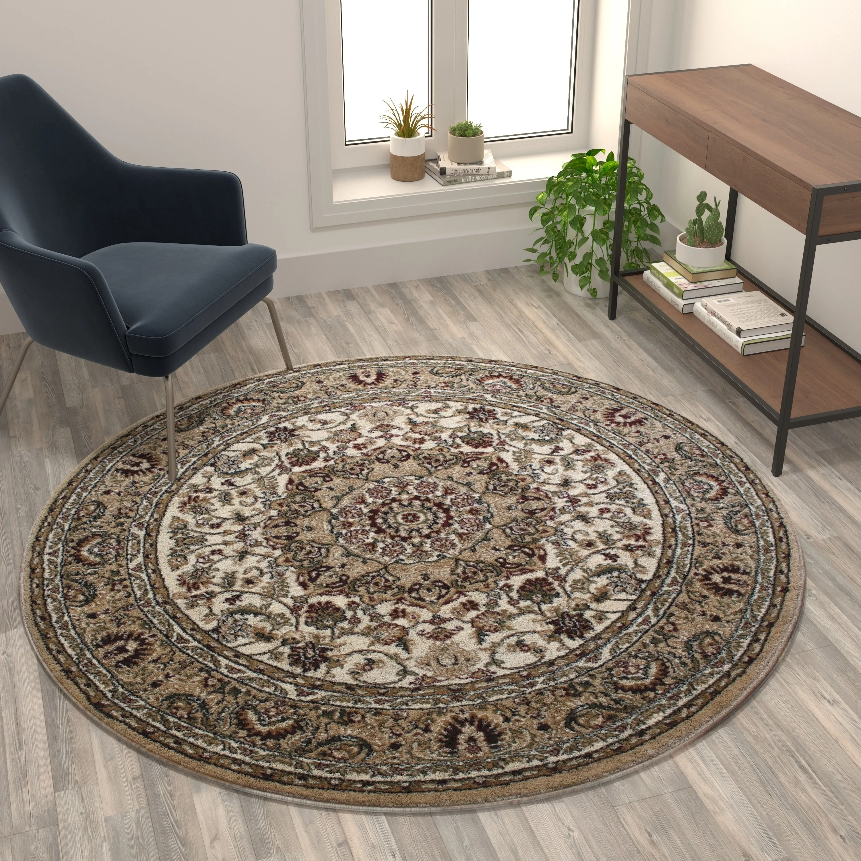Multipurpose Persian Style Olefin Medallion Motif Area Rug