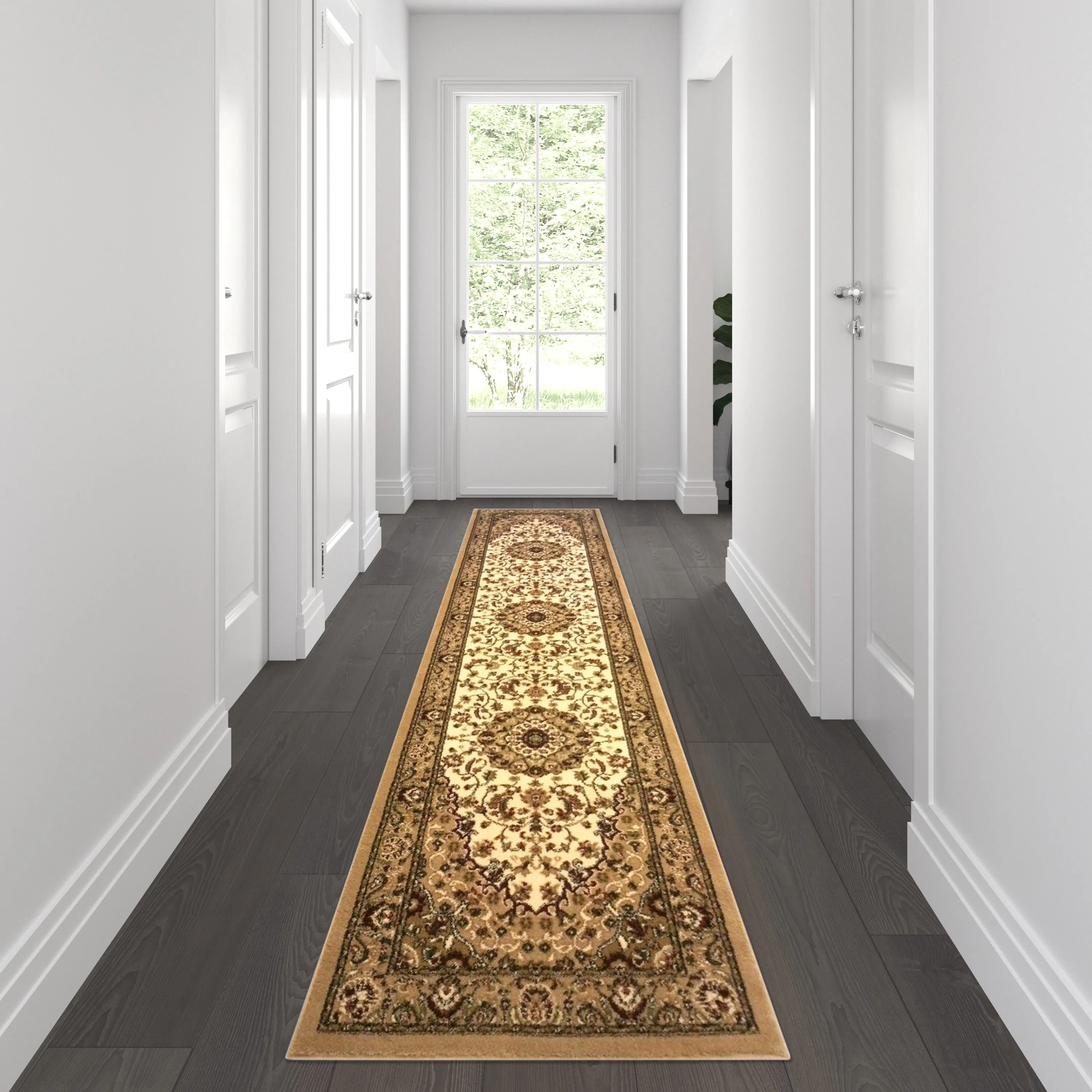 Multipurpose Persian Style Olefin Medallion Motif Area Rug