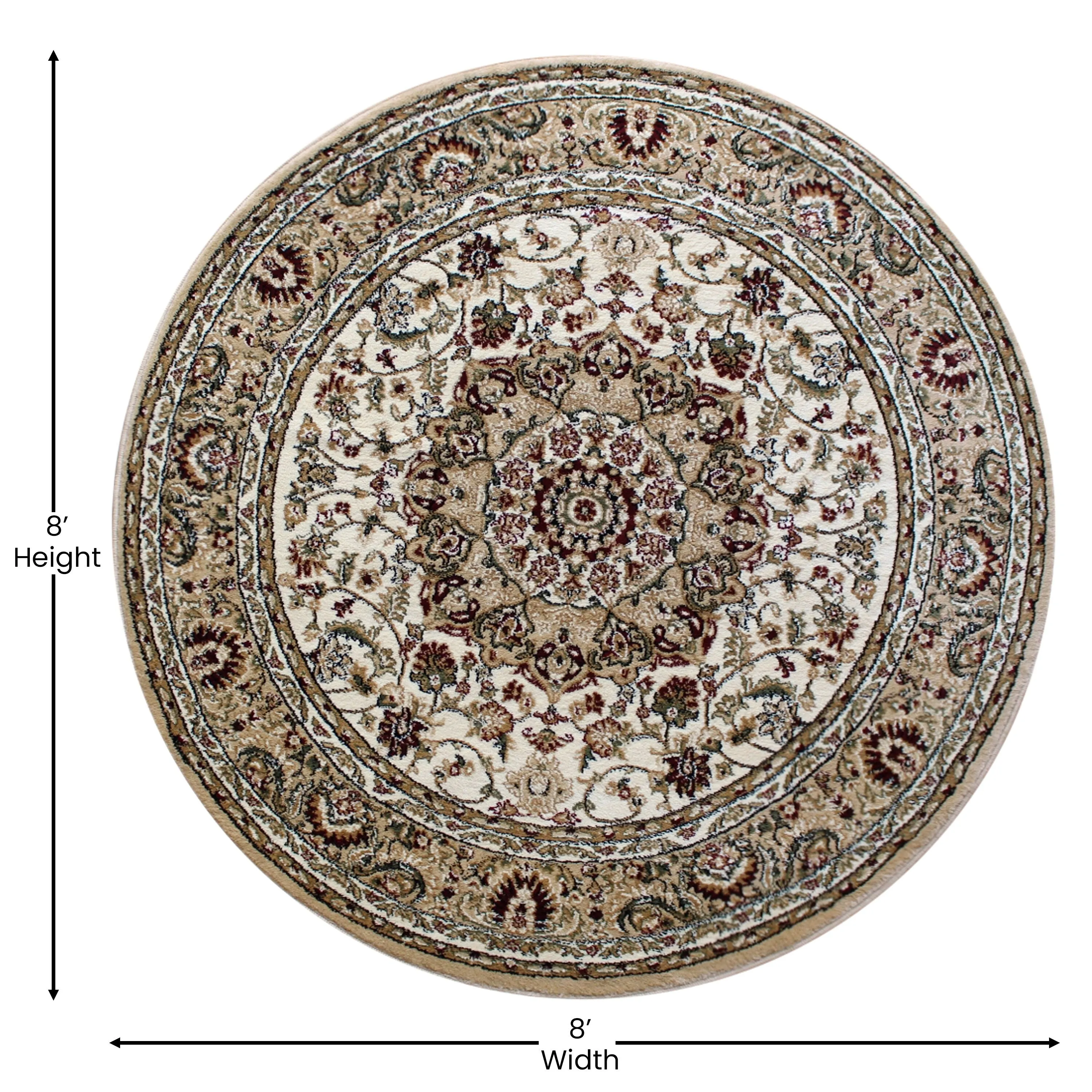 Multipurpose Persian Style Olefin Medallion Motif Area Rug