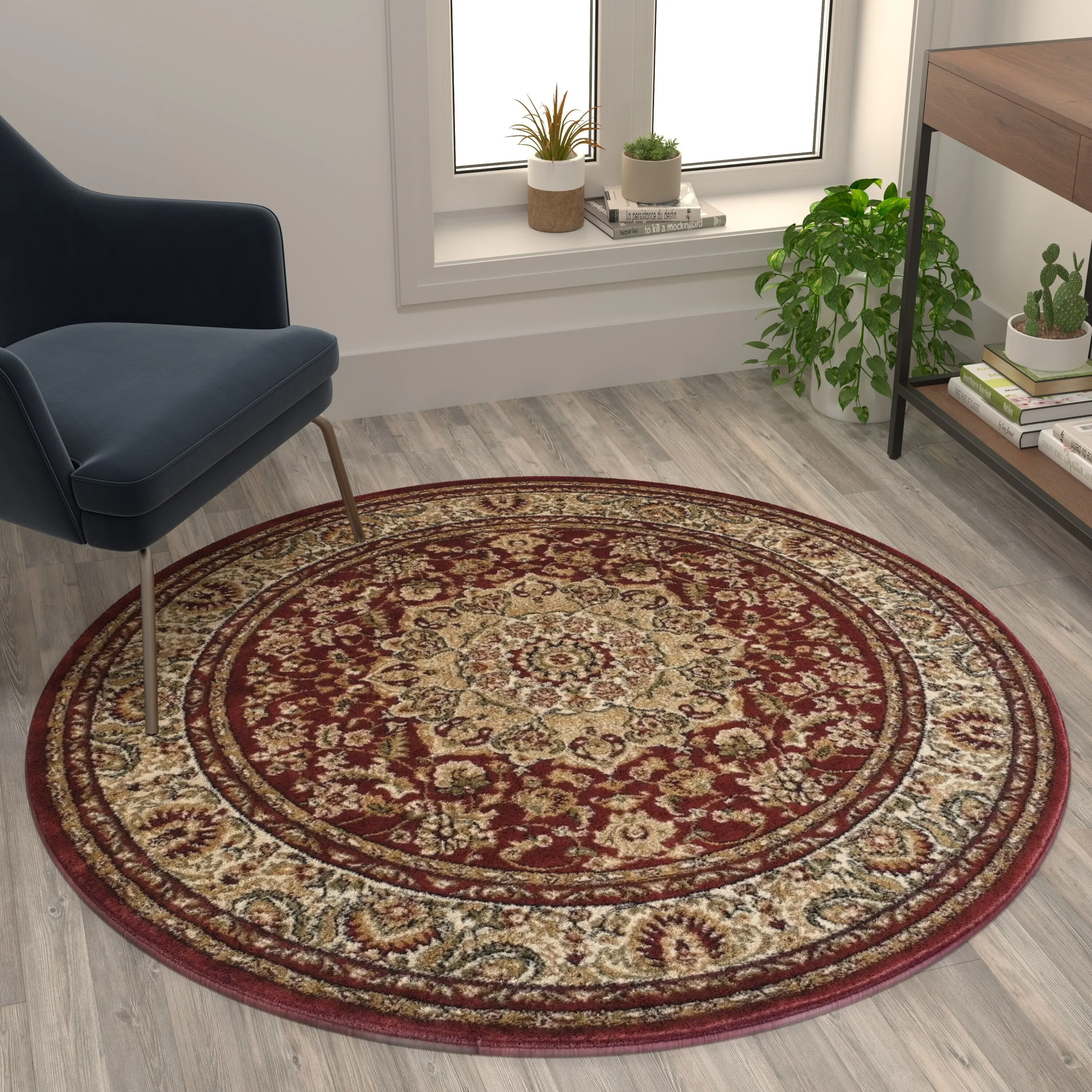 Multipurpose Persian Style Olefin Medallion Motif Area Rug