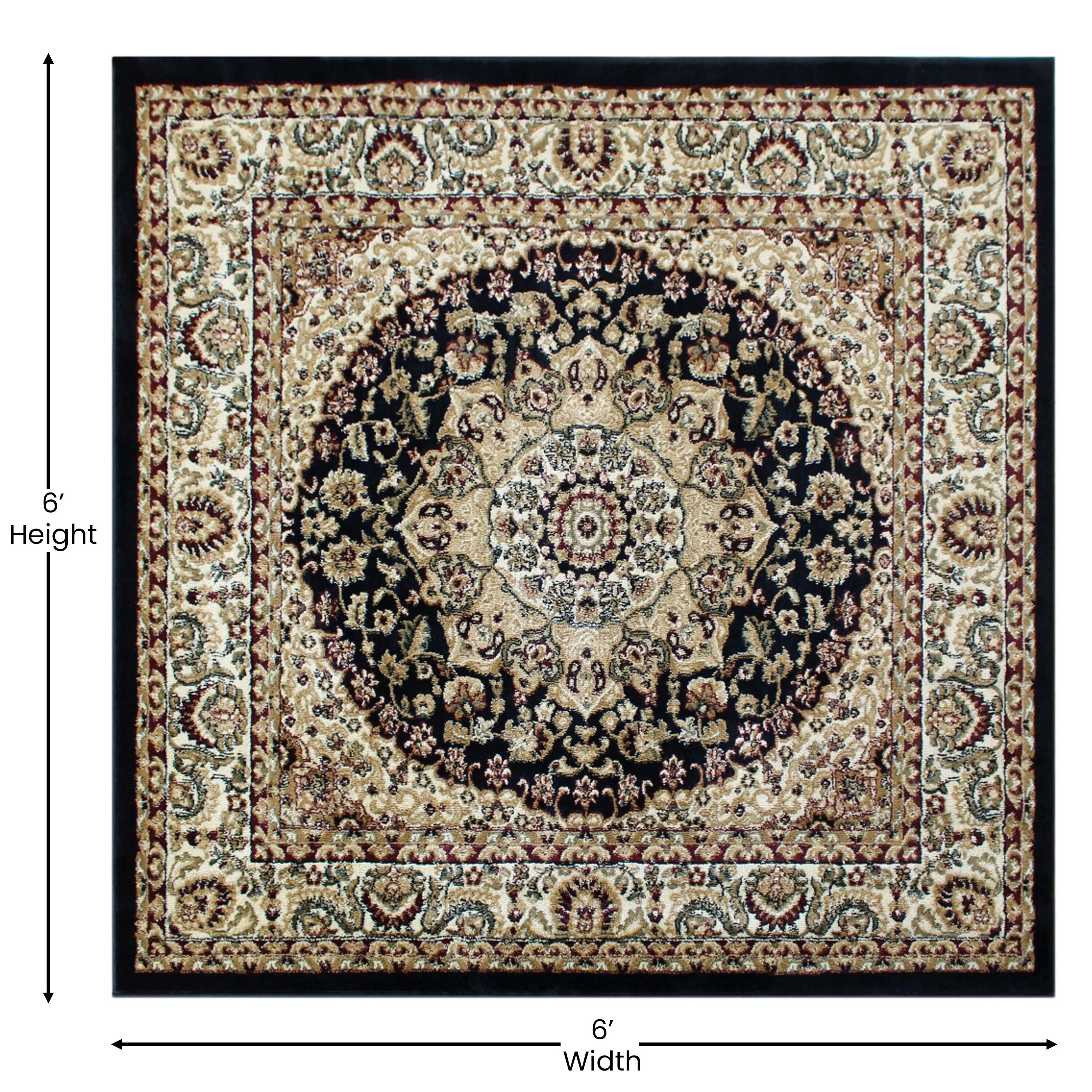 Multipurpose Persian Style Olefin Medallion Motif Area Rug