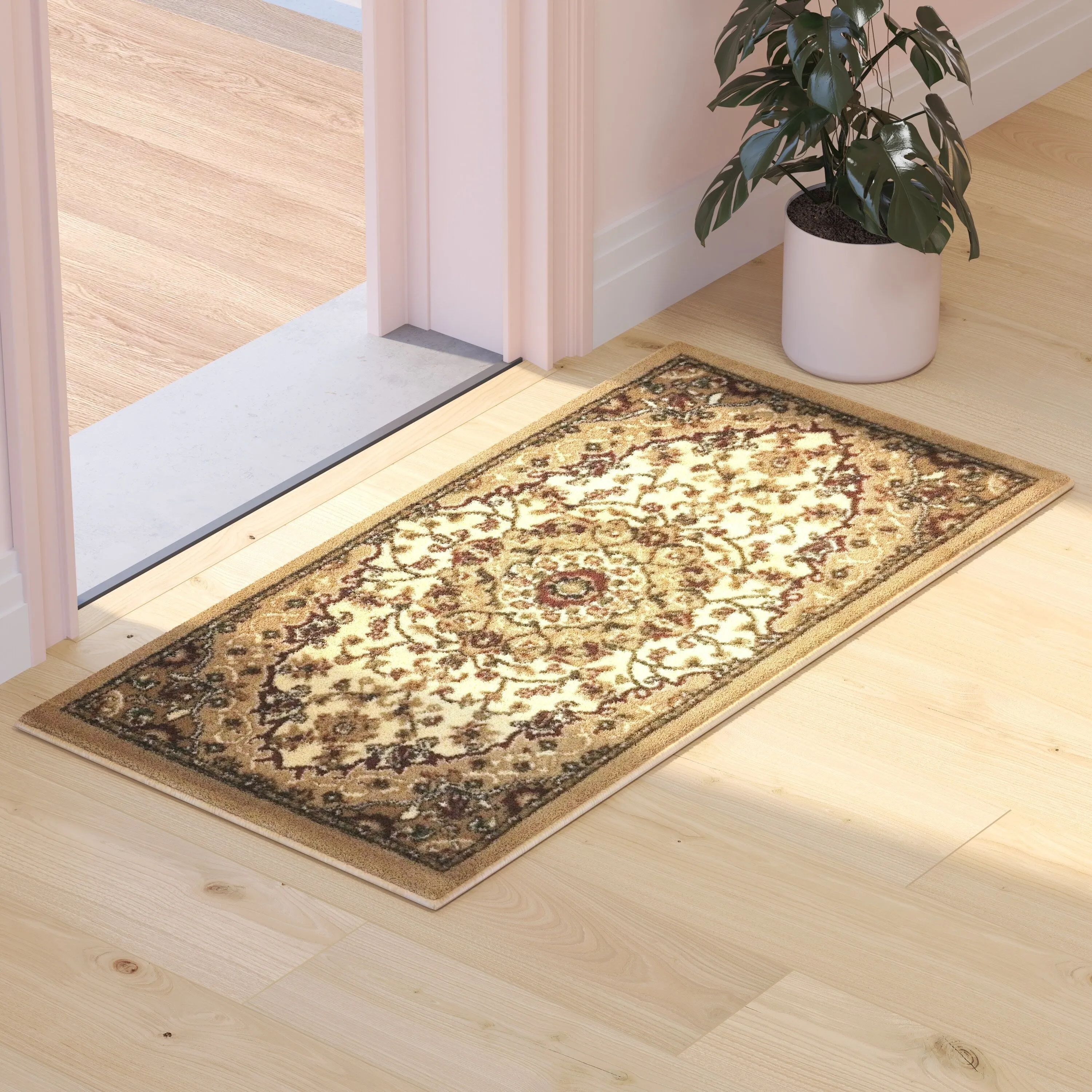 Multipurpose Persian Style Olefin Medallion Motif Area Rug