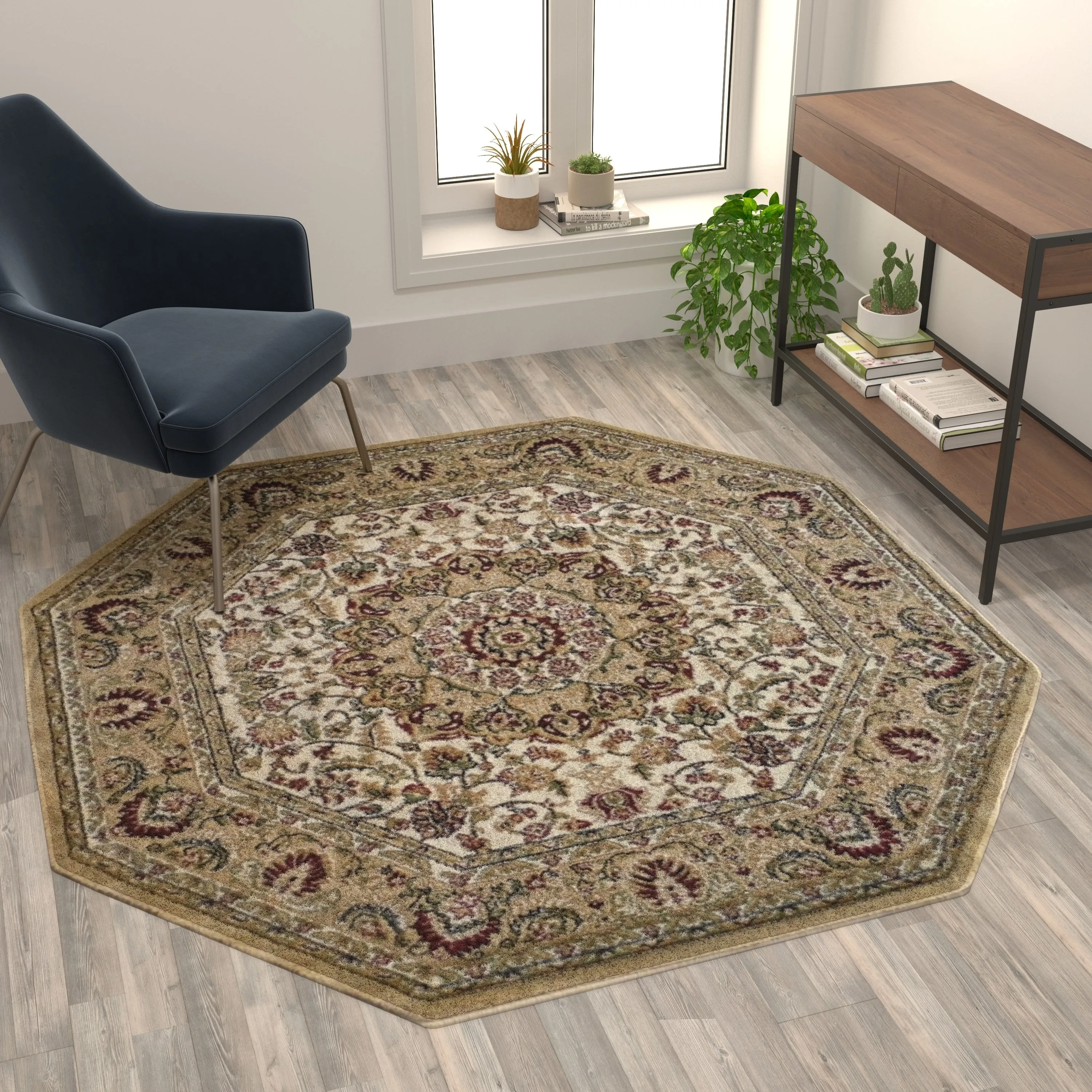 Multipurpose Persian Style Olefin Medallion Motif Area Rug