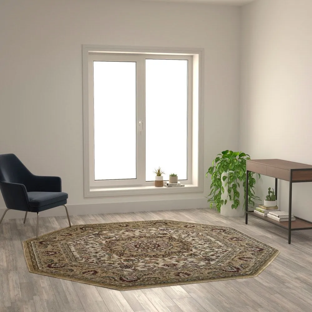 Multipurpose Persian Style Olefin Medallion Motif Area Rug