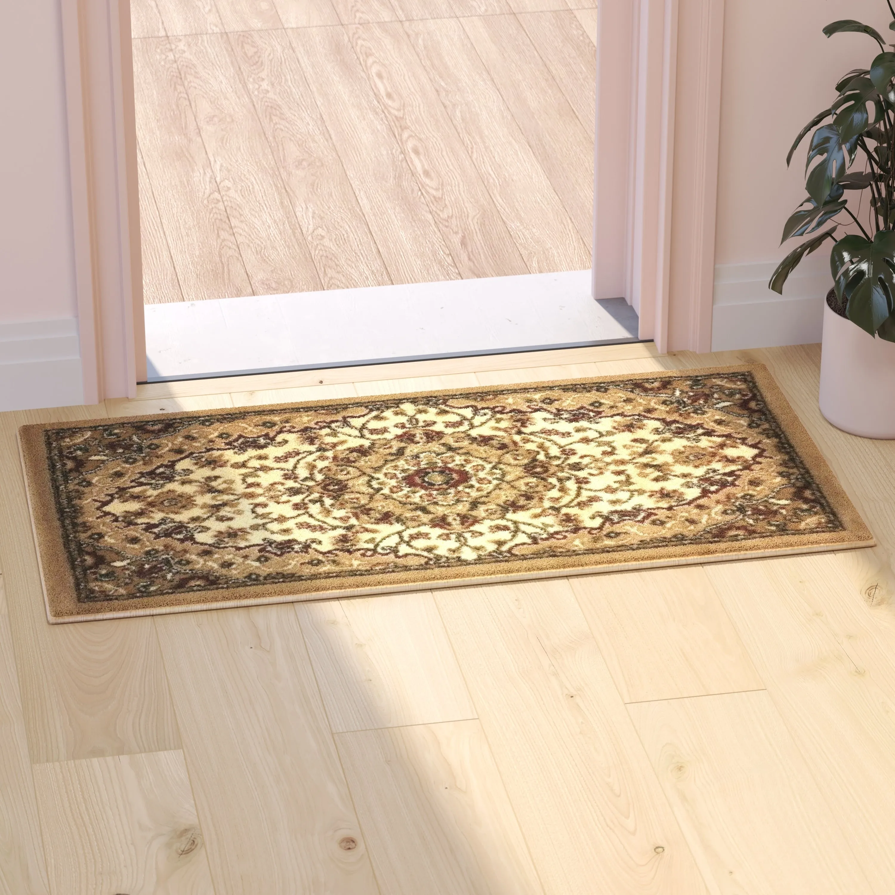 Multipurpose Persian Style Olefin Medallion Motif Area Rug