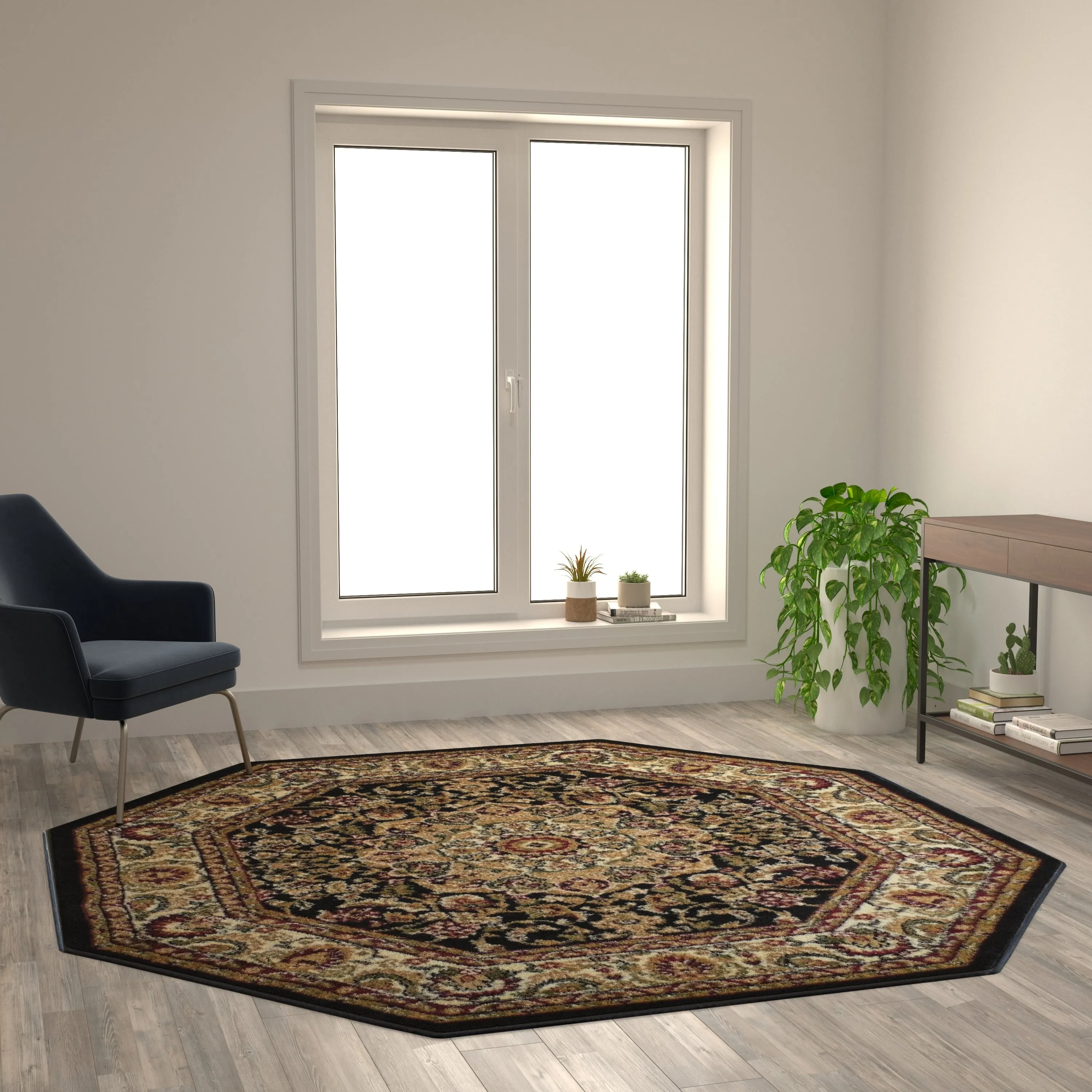 Multipurpose Persian Style Olefin Medallion Motif Area Rug