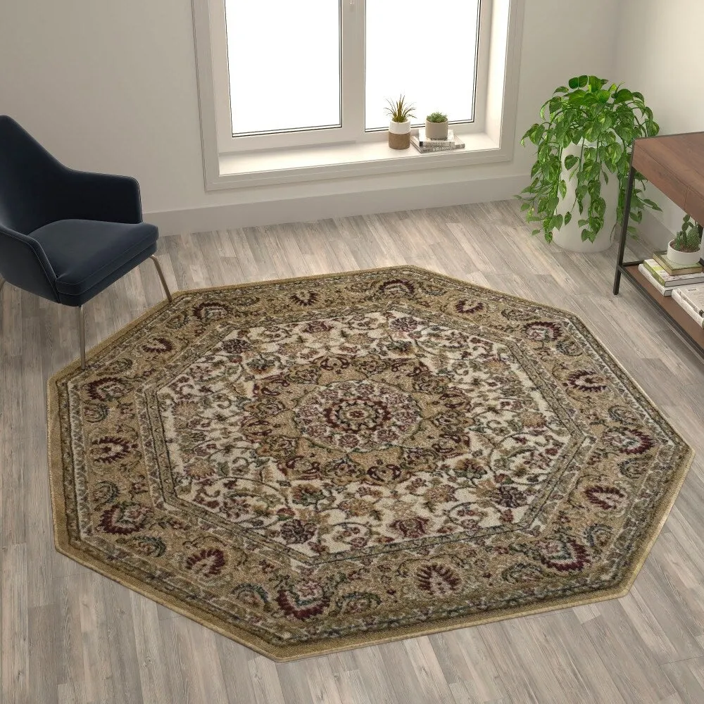 Multipurpose Persian Style Olefin Medallion Motif Area Rug