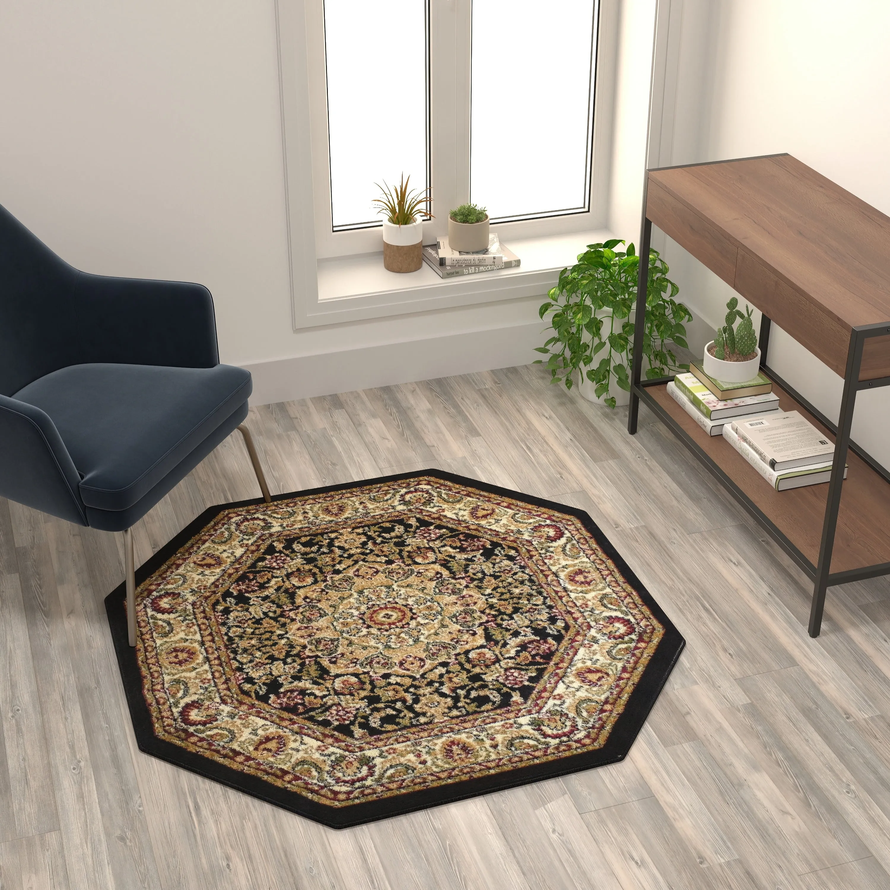 Multipurpose Persian Style Olefin Medallion Motif Area Rug