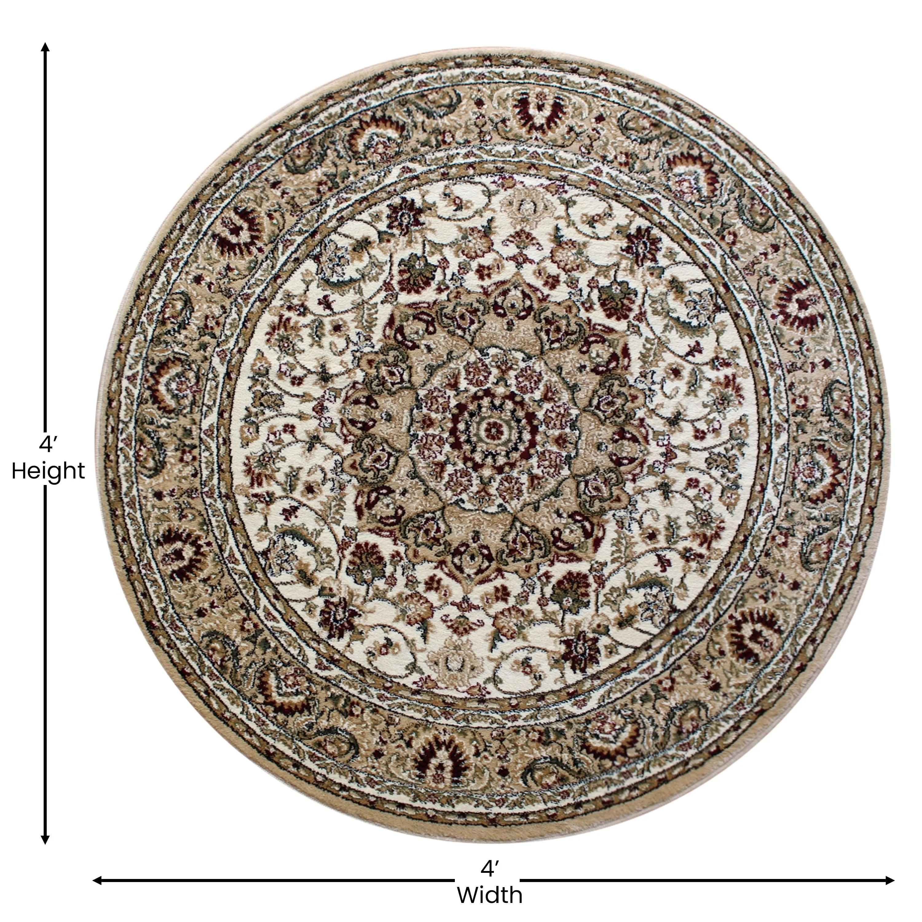 Multipurpose Persian Style Olefin Medallion Motif Area Rug