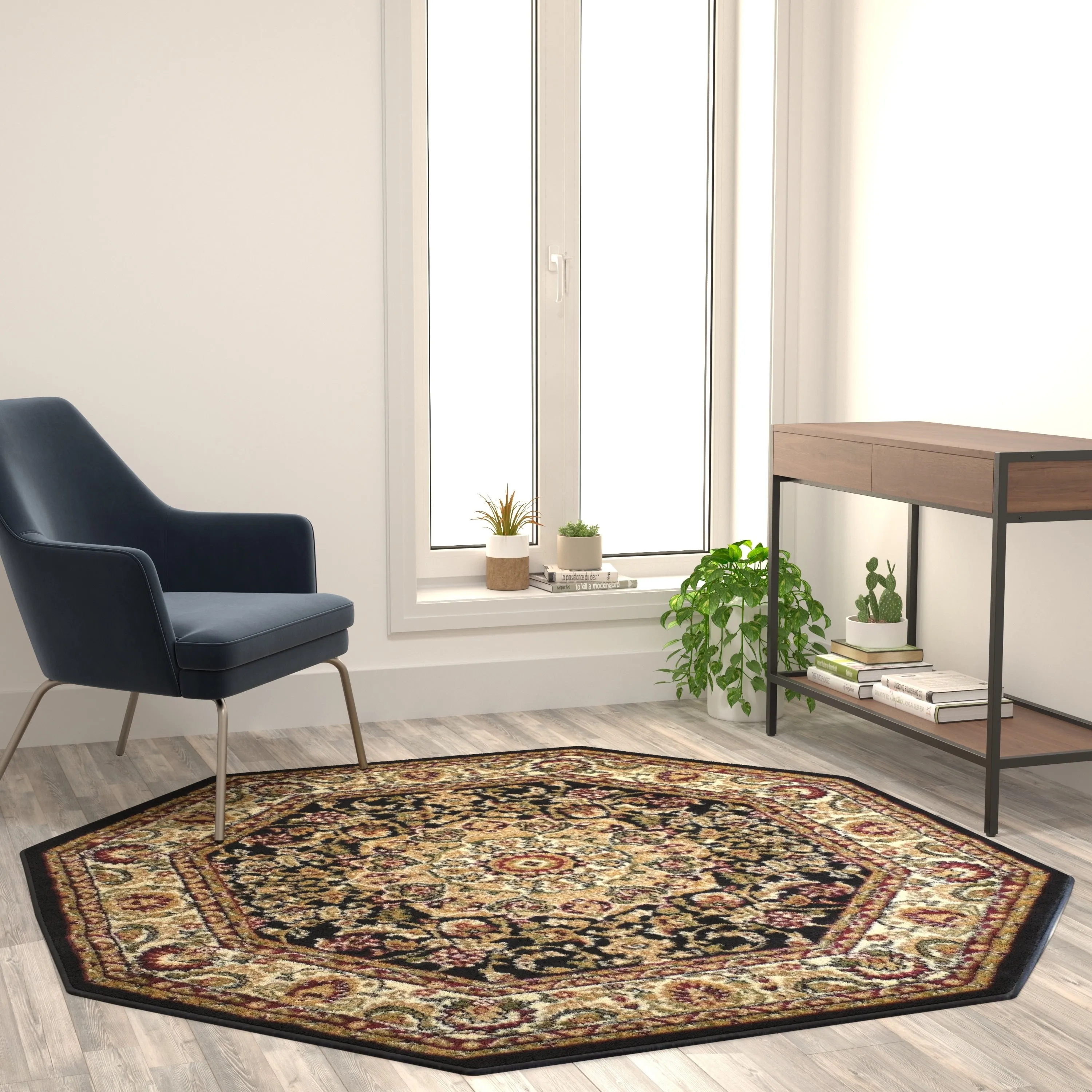 Multipurpose Persian Style Olefin Medallion Motif Area Rug
