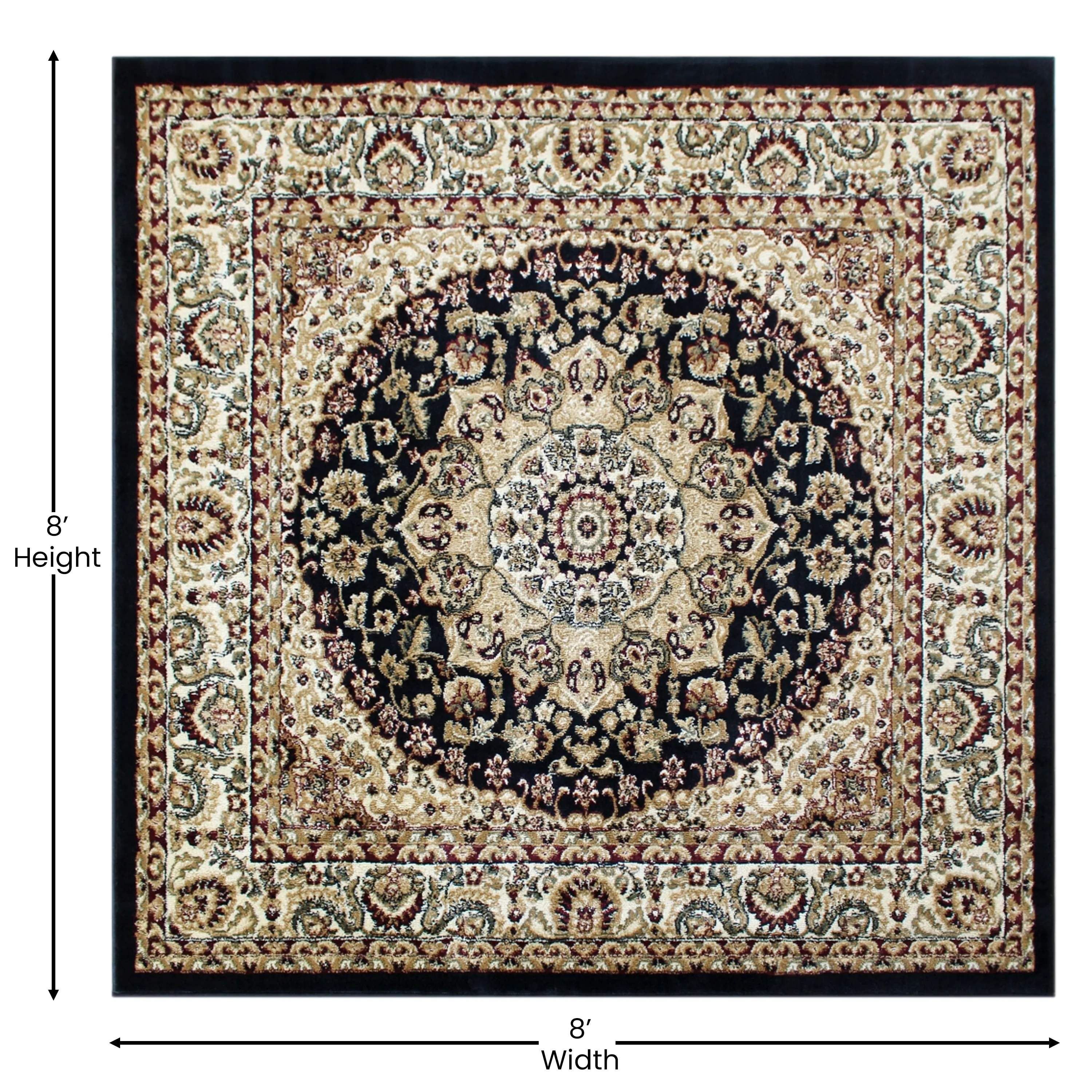 Multipurpose Persian Style Olefin Medallion Motif Area Rug