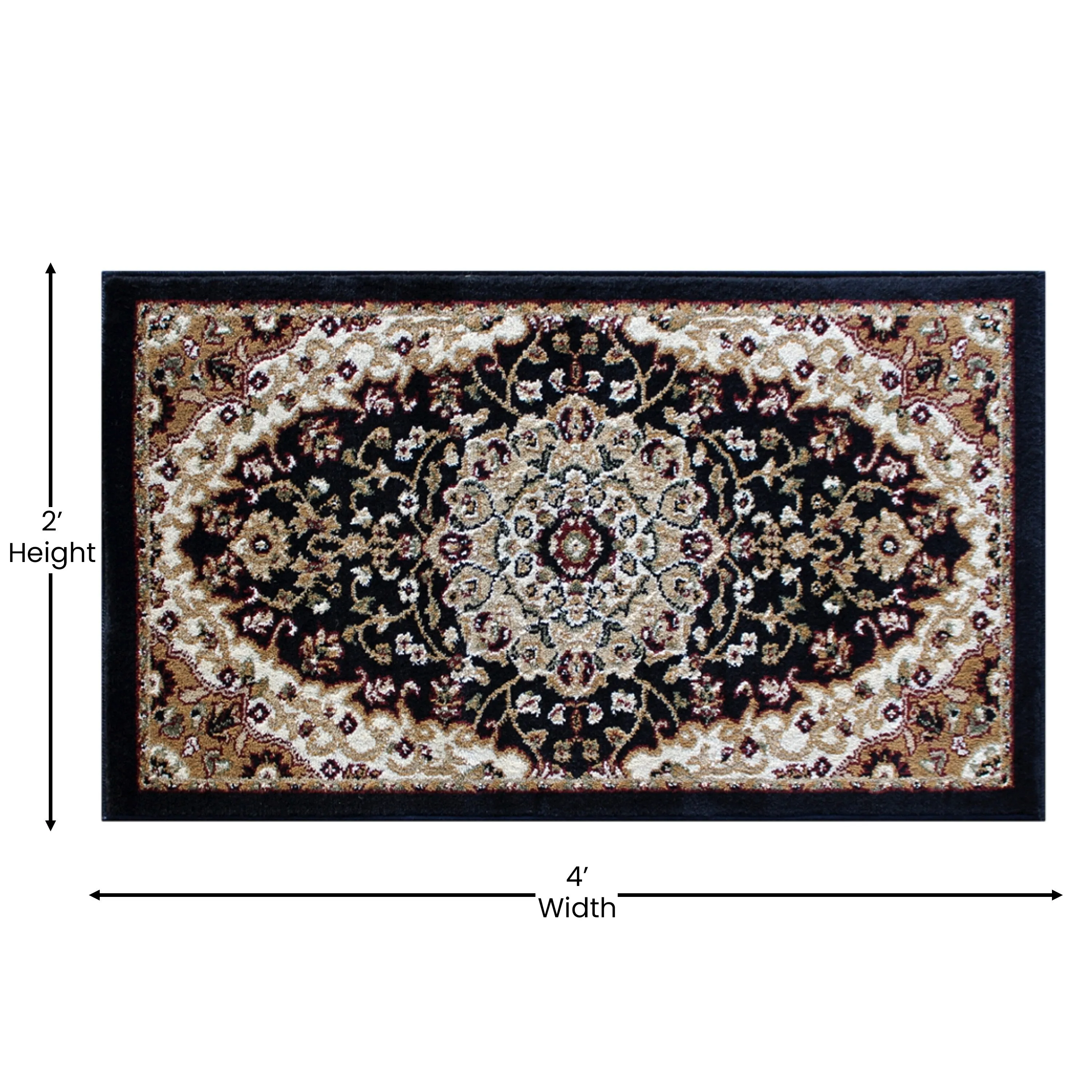 Multipurpose Persian Style Olefin Medallion Motif Area Rug