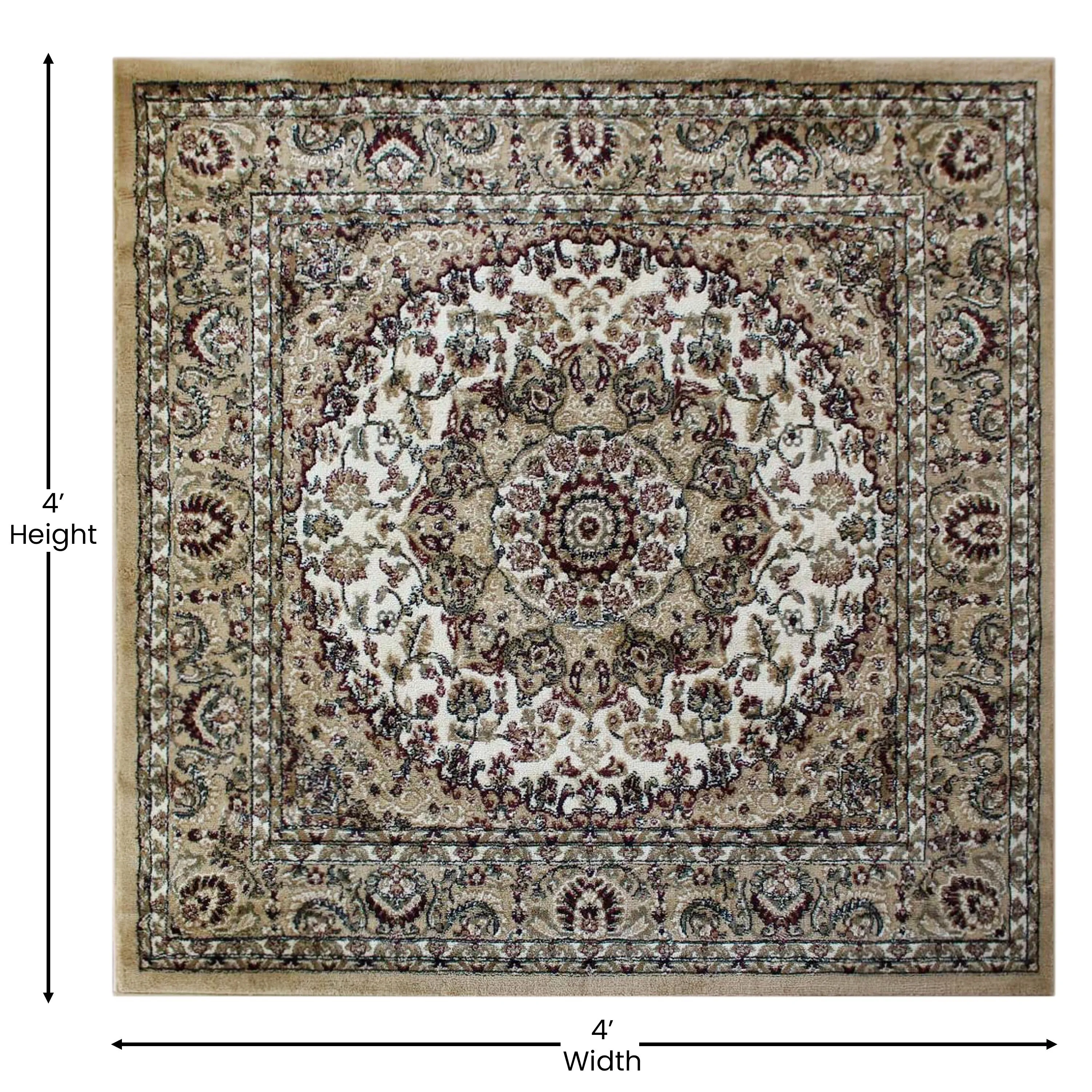 Multipurpose Persian Style Olefin Medallion Motif Area Rug