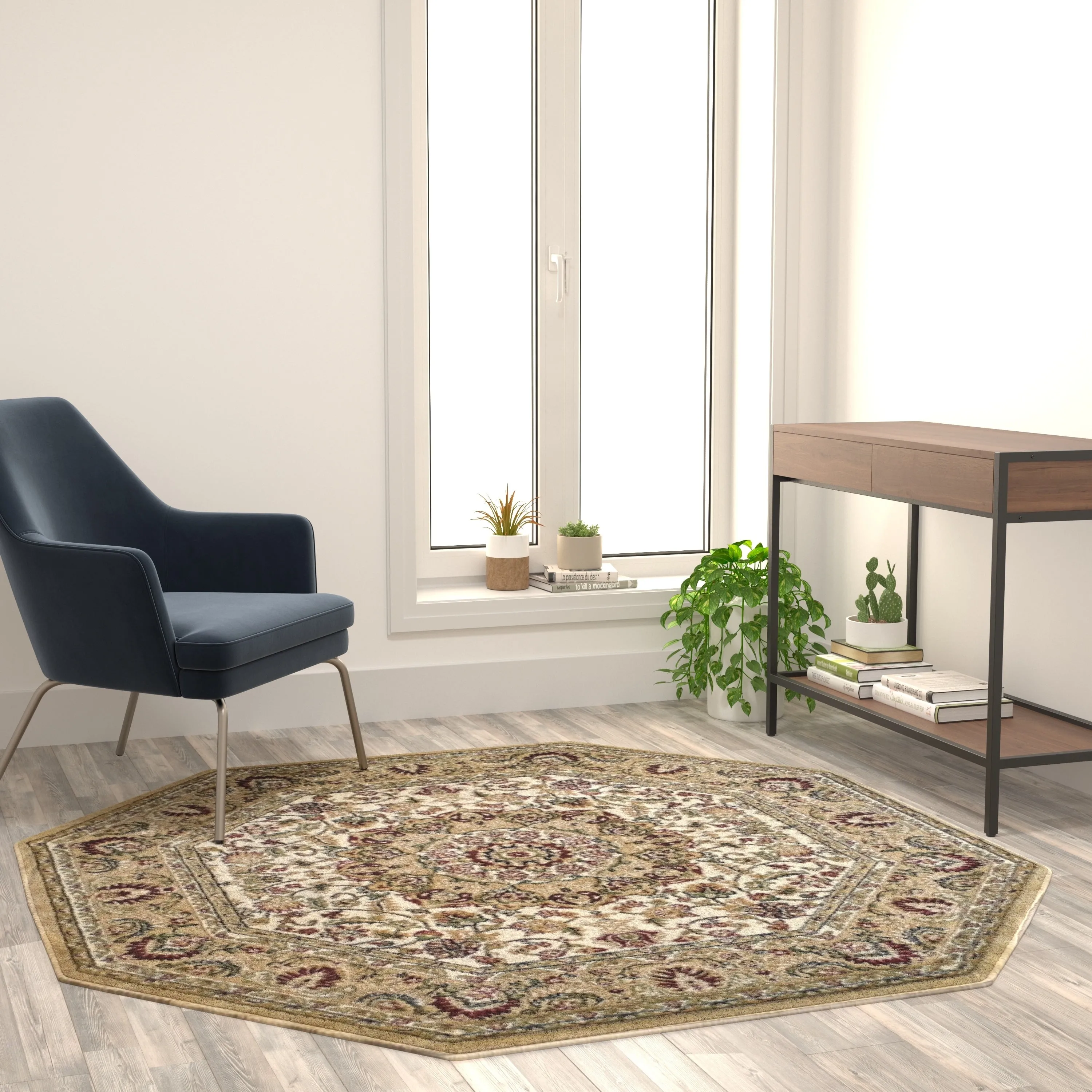 Multipurpose Persian Style Olefin Medallion Motif Area Rug