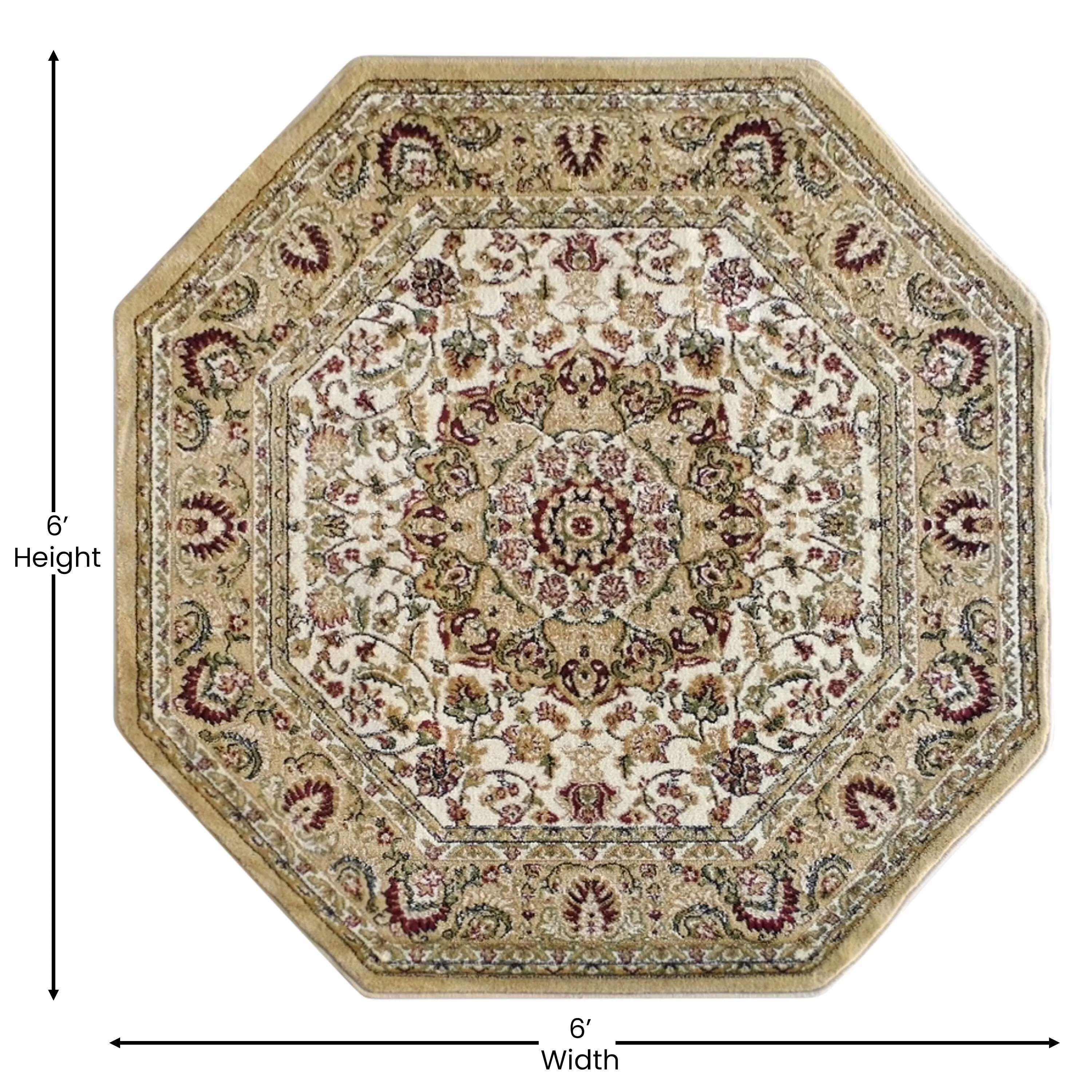 Multipurpose Persian Style Olefin Medallion Motif Area Rug