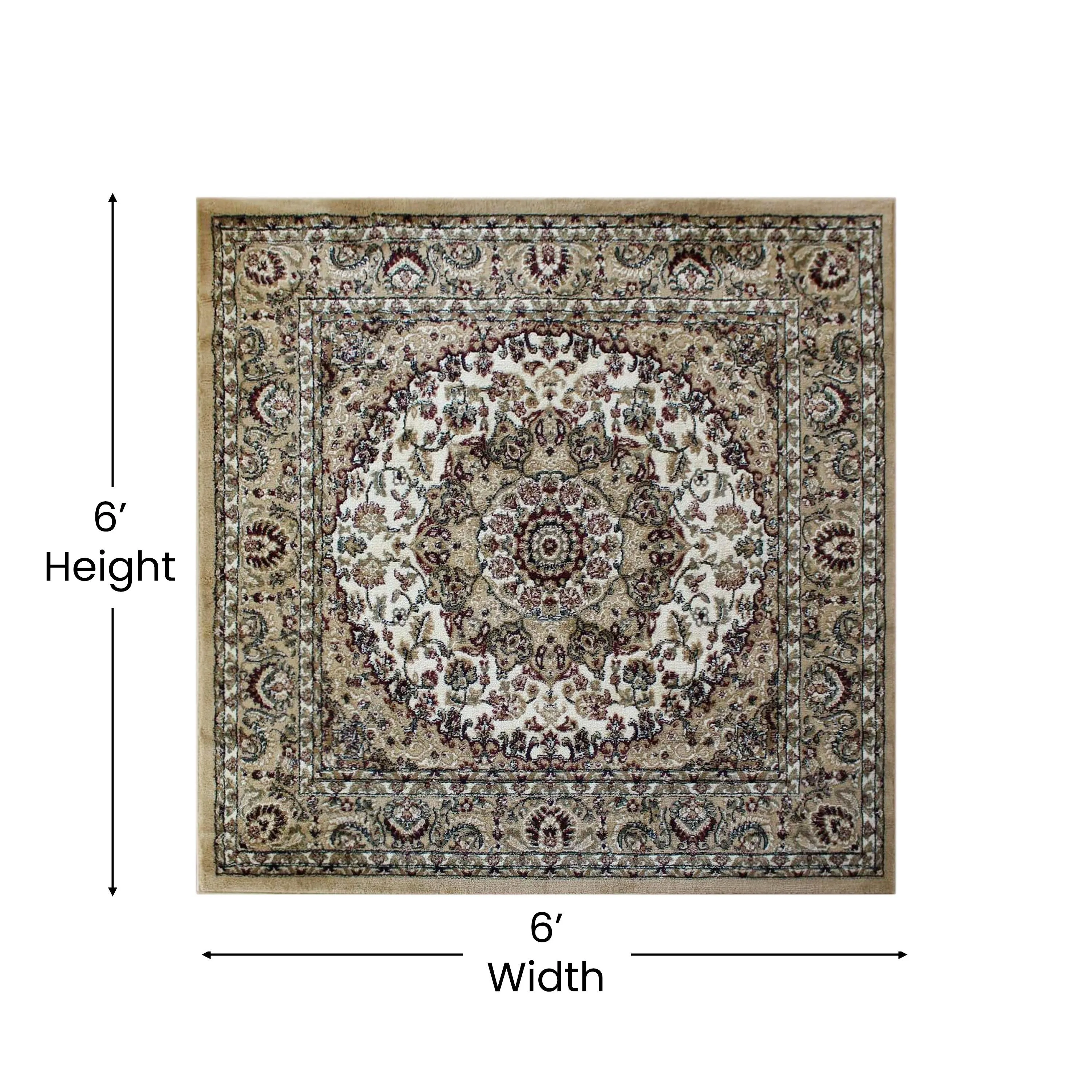 Multipurpose Persian Style Olefin Medallion Motif Area Rug