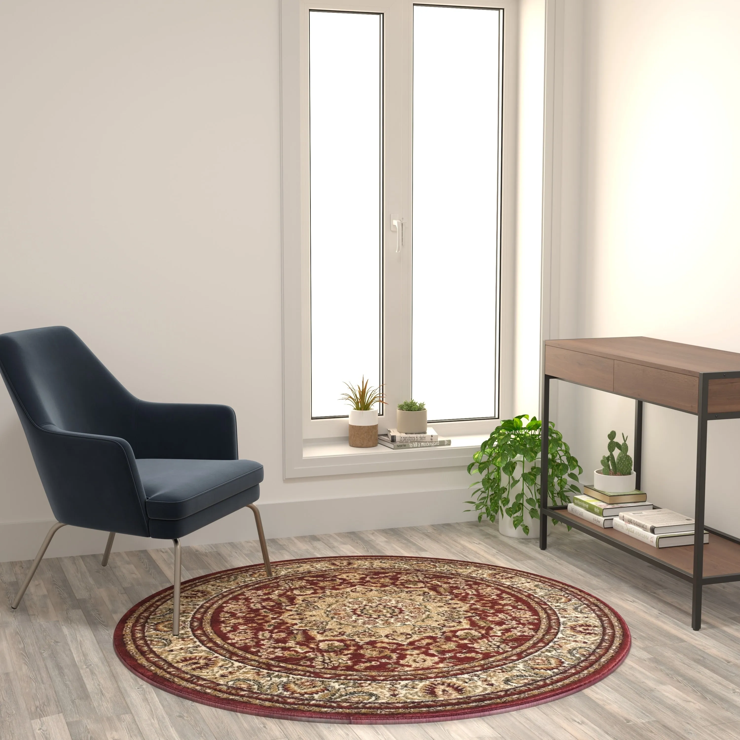Multipurpose Persian Style Olefin Medallion Motif Area Rug
