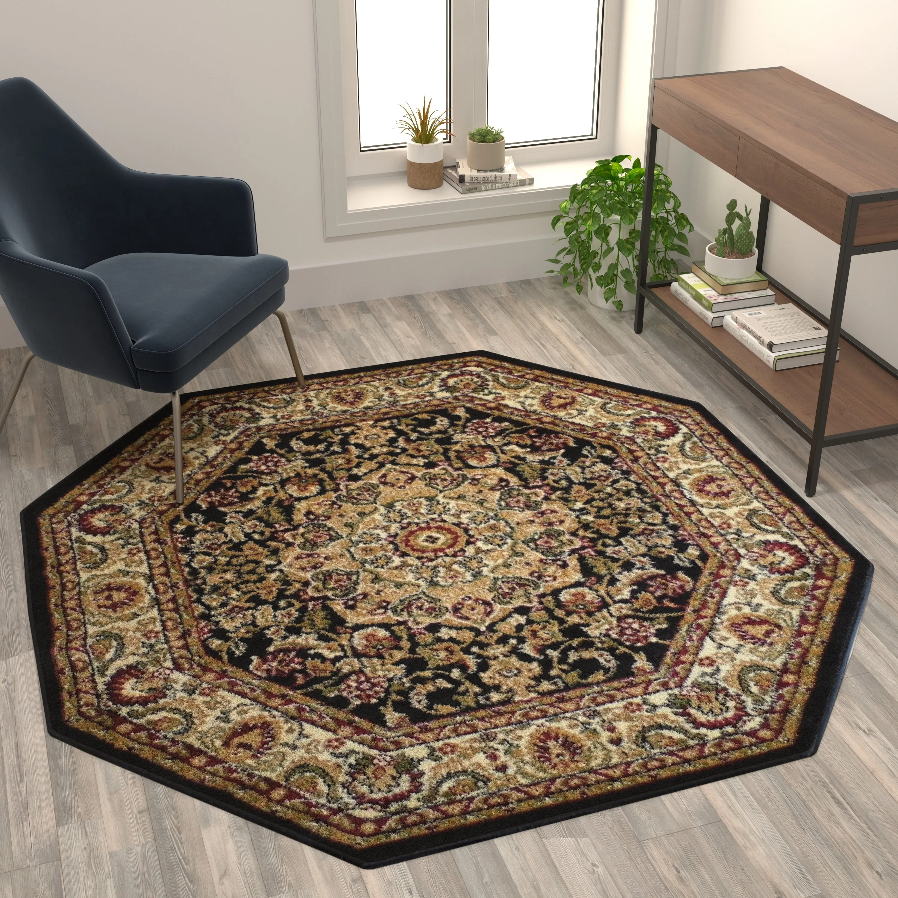 Multipurpose Persian Style Olefin Medallion Motif Area Rug