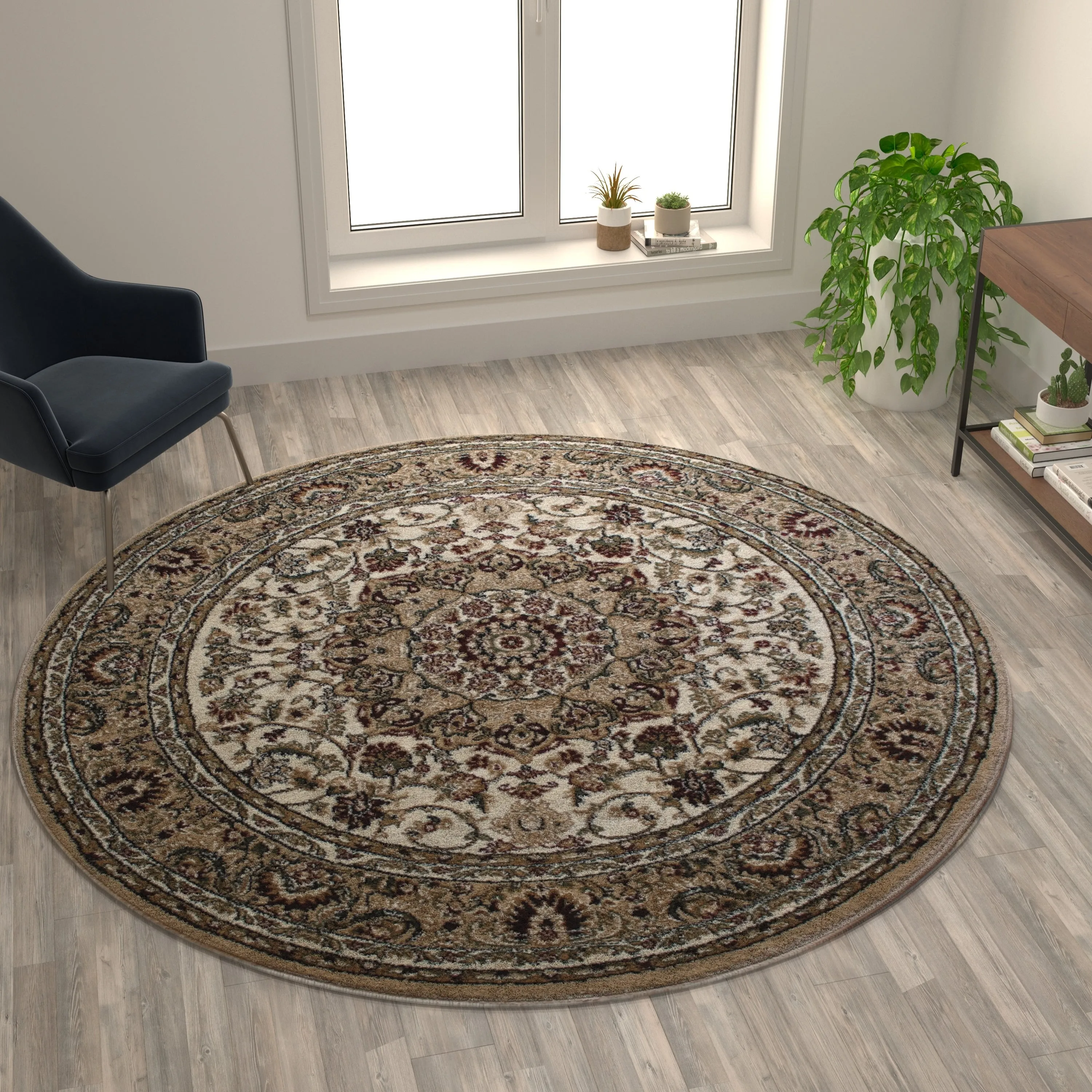 Multipurpose Persian Style Olefin Medallion Motif Area Rug