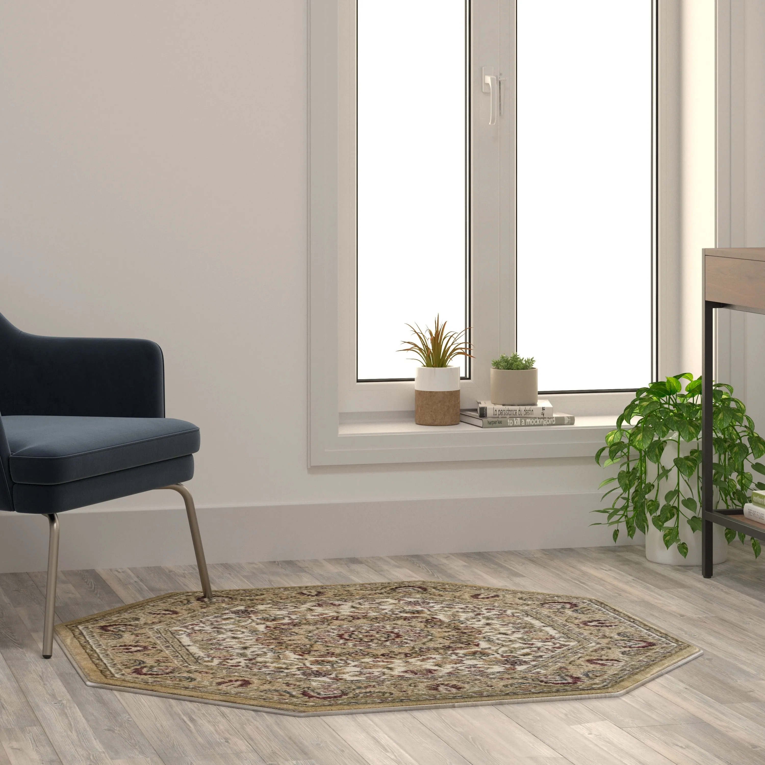 Multipurpose Persian Style Olefin Medallion Motif Area Rug