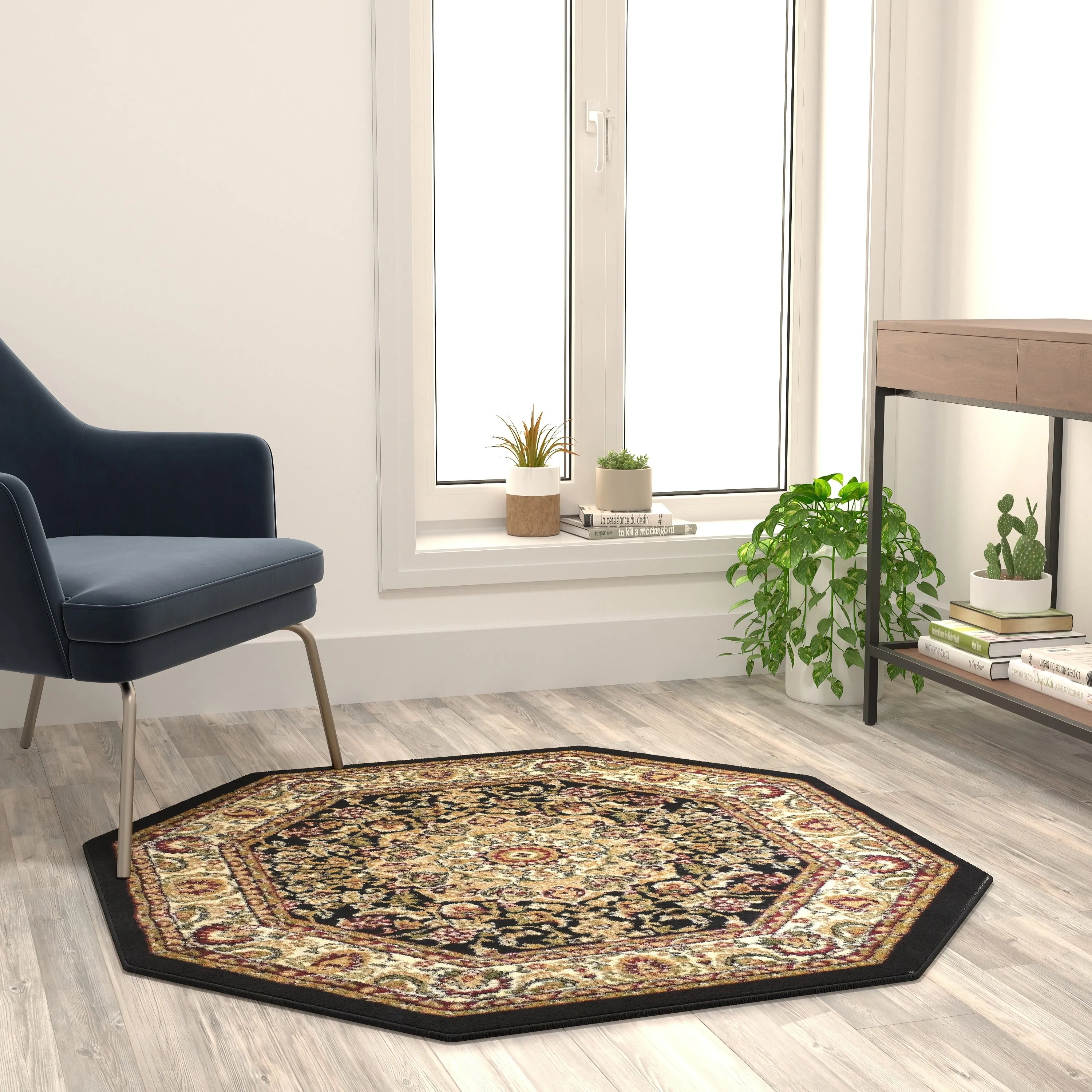 Multipurpose Persian Style Olefin Medallion Motif Area Rug