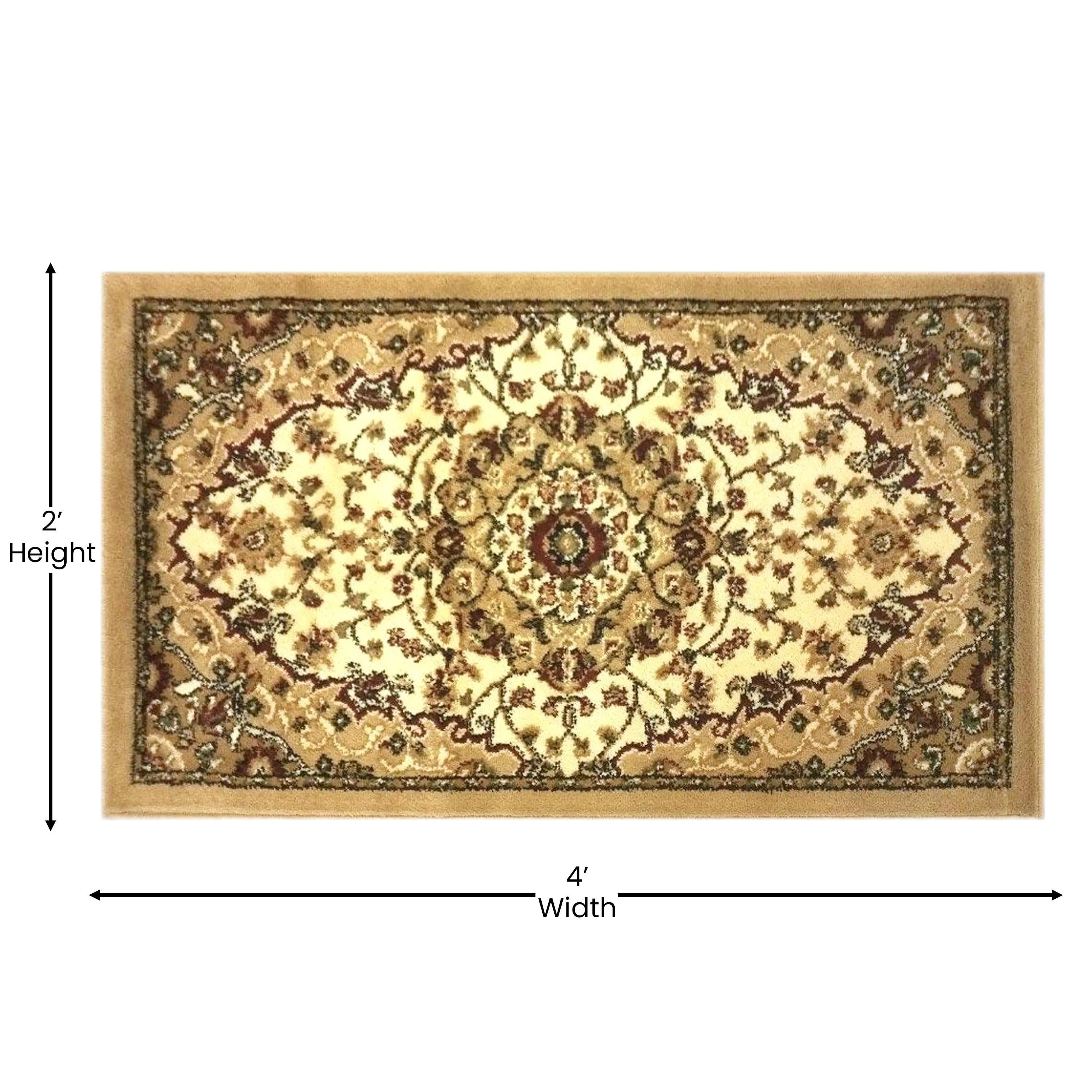 Multipurpose Persian Style Olefin Medallion Motif Area Rug