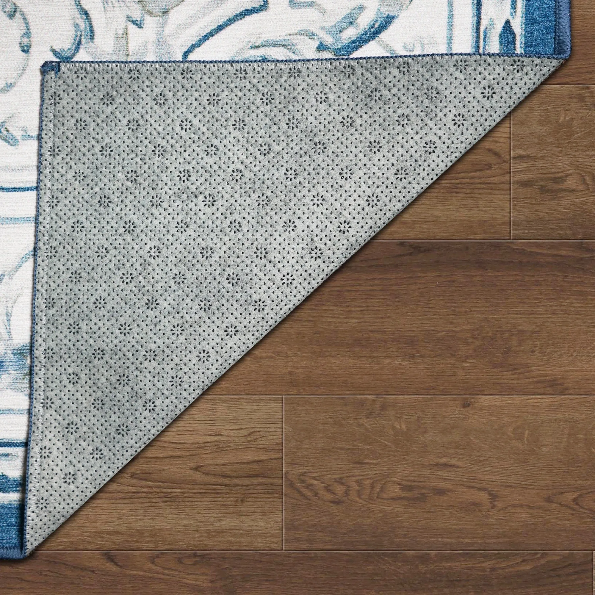 My Magic Carpet Aubusson Blue Machine Washable Rug