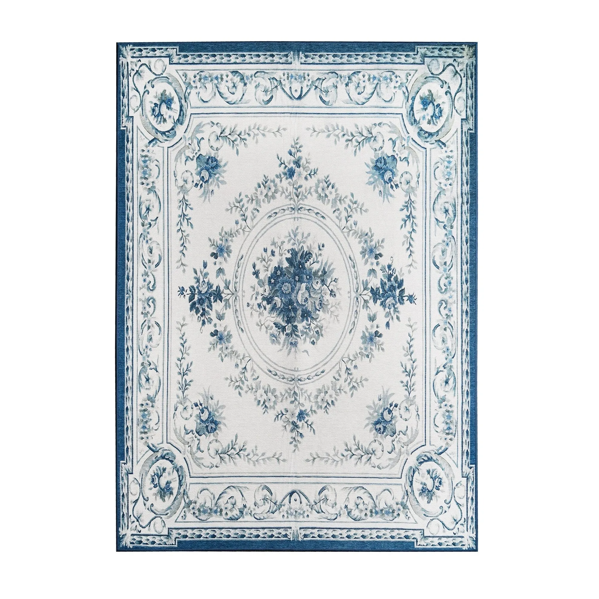 My Magic Carpet Aubusson Blue Machine Washable Rug
